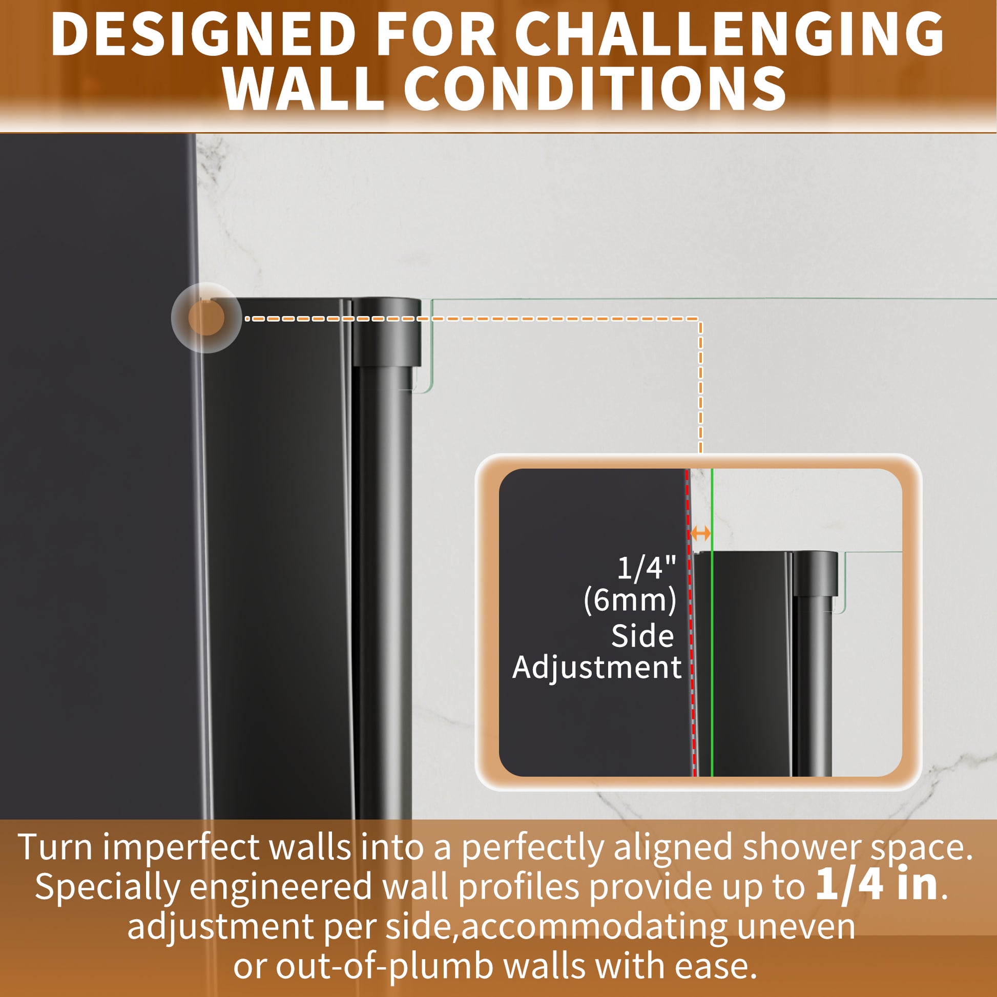 42" x 72" Framed Sliding Shower Door with Soft-Close Mechanism and 6mm Tempered Glass