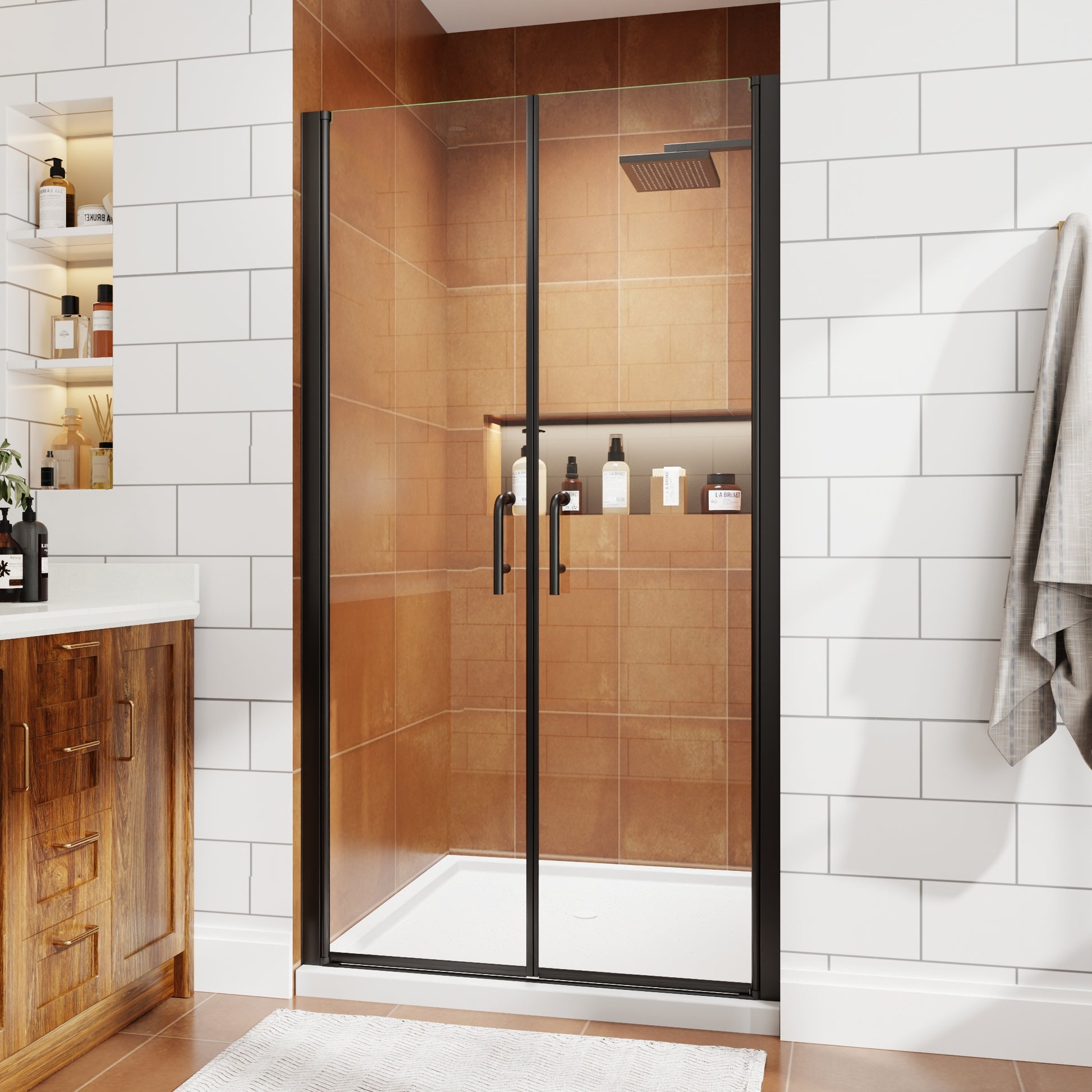 42" x 72" Framed Sliding Shower Door with Soft-Close Mechanism and 6mm Tempered Glass