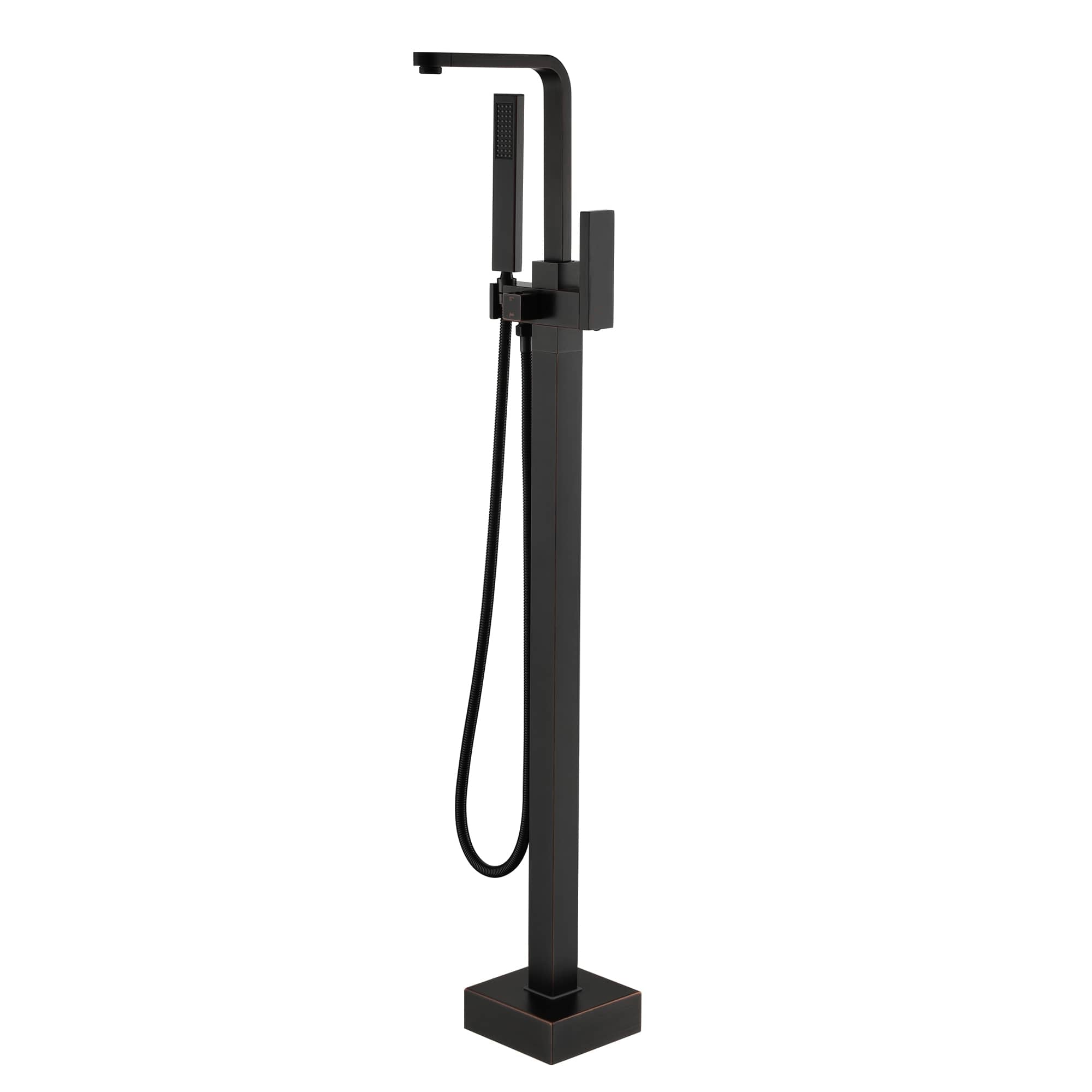 CASAINC Chrome 1 Hand Freestanding Bathtub Faucet with Handheld Shower Head