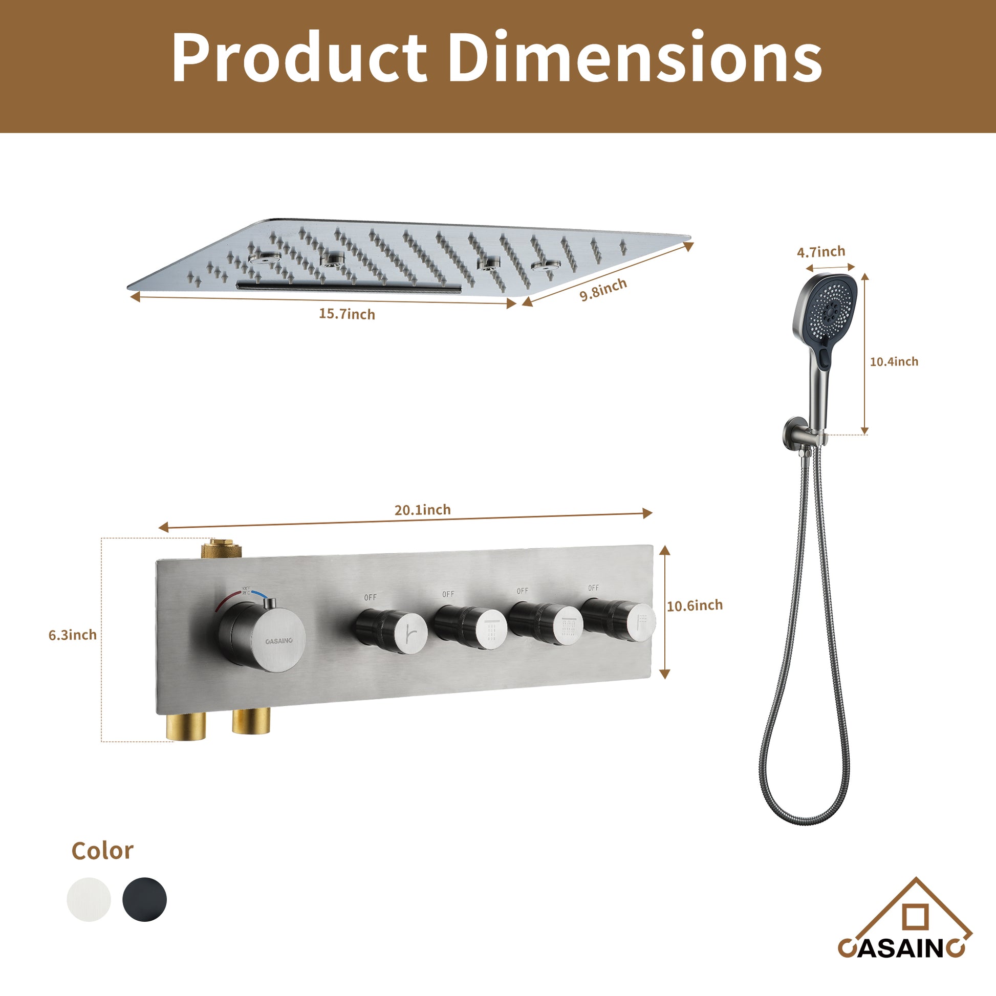 4 Functions 12 Inch Ceiling Mounted Thermostatic Shower System