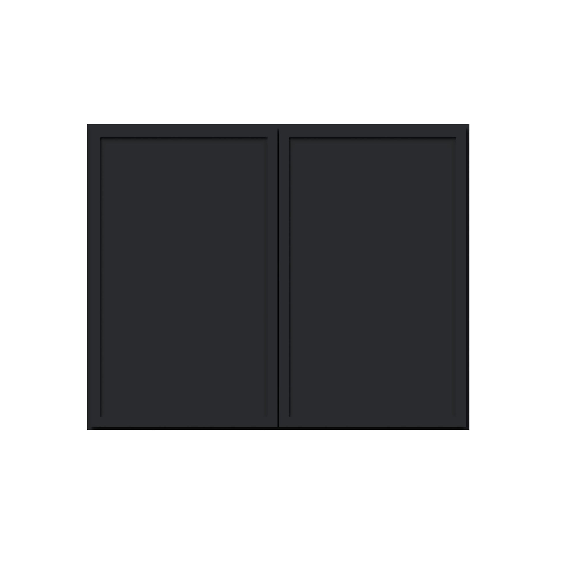 Slim Ebony Black Shaker RTA 24"-36"W x 12"-24"H x 12"D 17-Size Short Wall Cabinet with 2 Doors