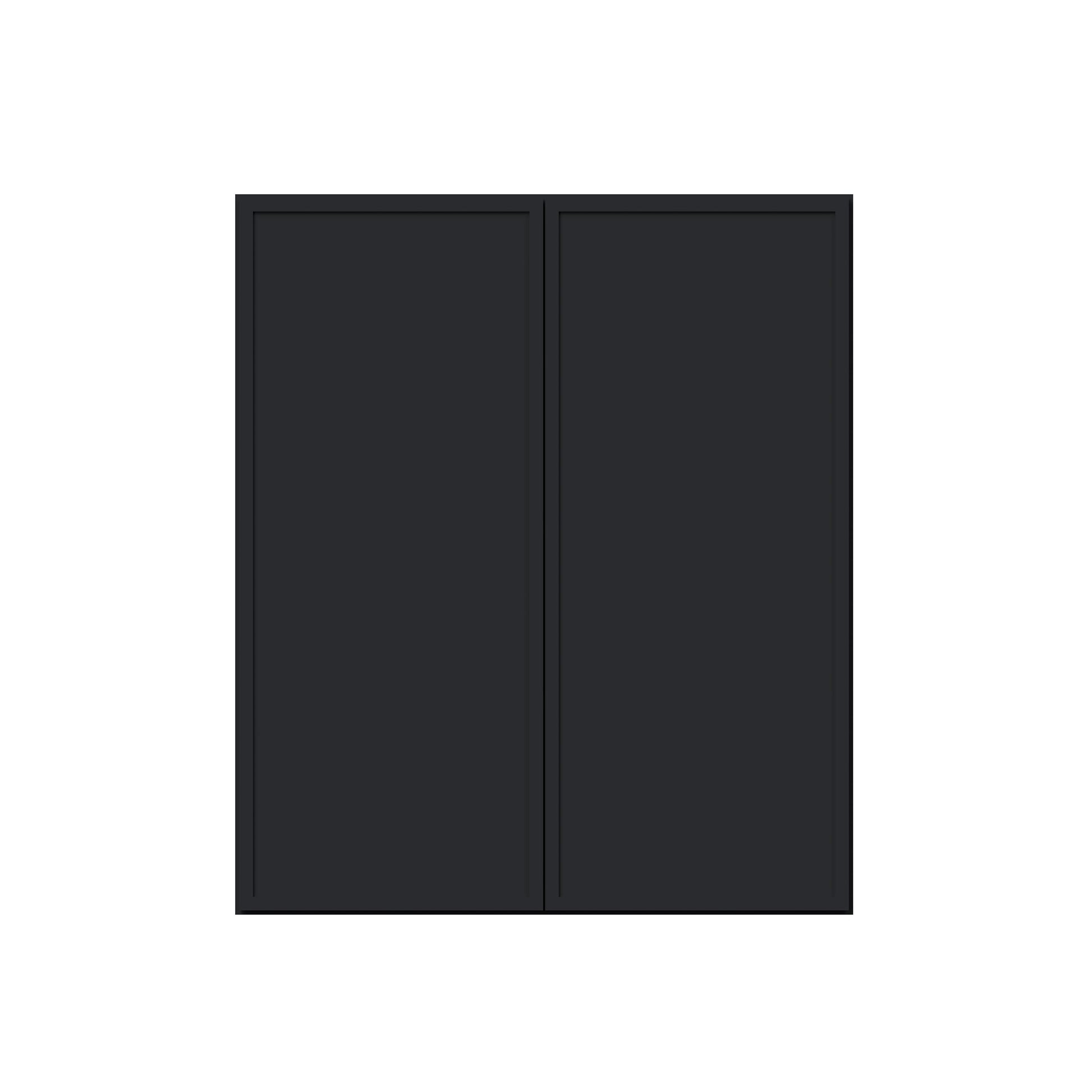 Slim Ebony Black Shaker RTA 24"-36"W x 30"/36"/42"H x 12"D 15-Size Standard Wall Cabinet with 2 Doors