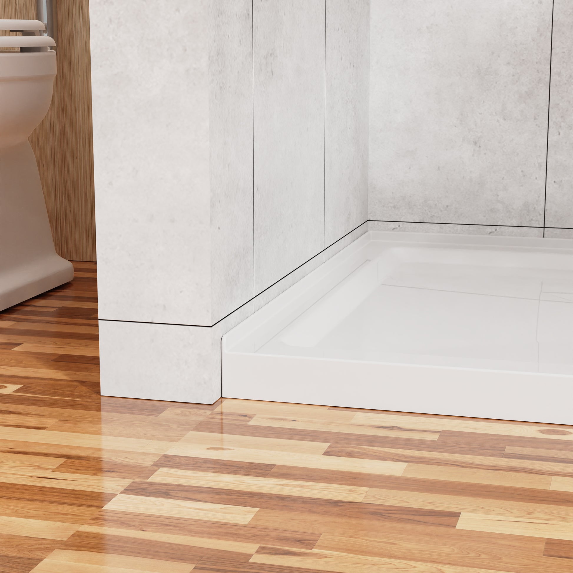 48" x 32" Acrylic Shower Base with Center Drain, Non-Slip Single Threshold Design