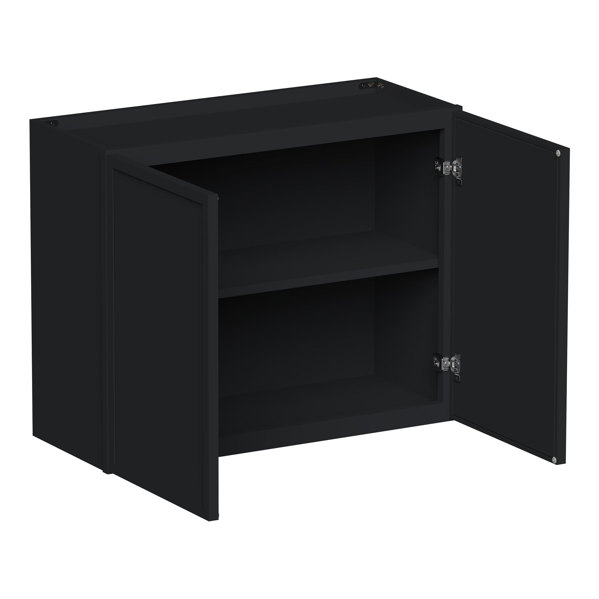 Slim Ebony Black Shaker RTA 24"-36"W x 12"-24"H x 12"D 17-Size Short Wall Cabinet with 2 Doors