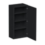 Slim Ebony Black Shaker RTA 9"-21"W x 30"/36"/42"H x 12"D 15-Size Single Door Standard Wall Cabinet