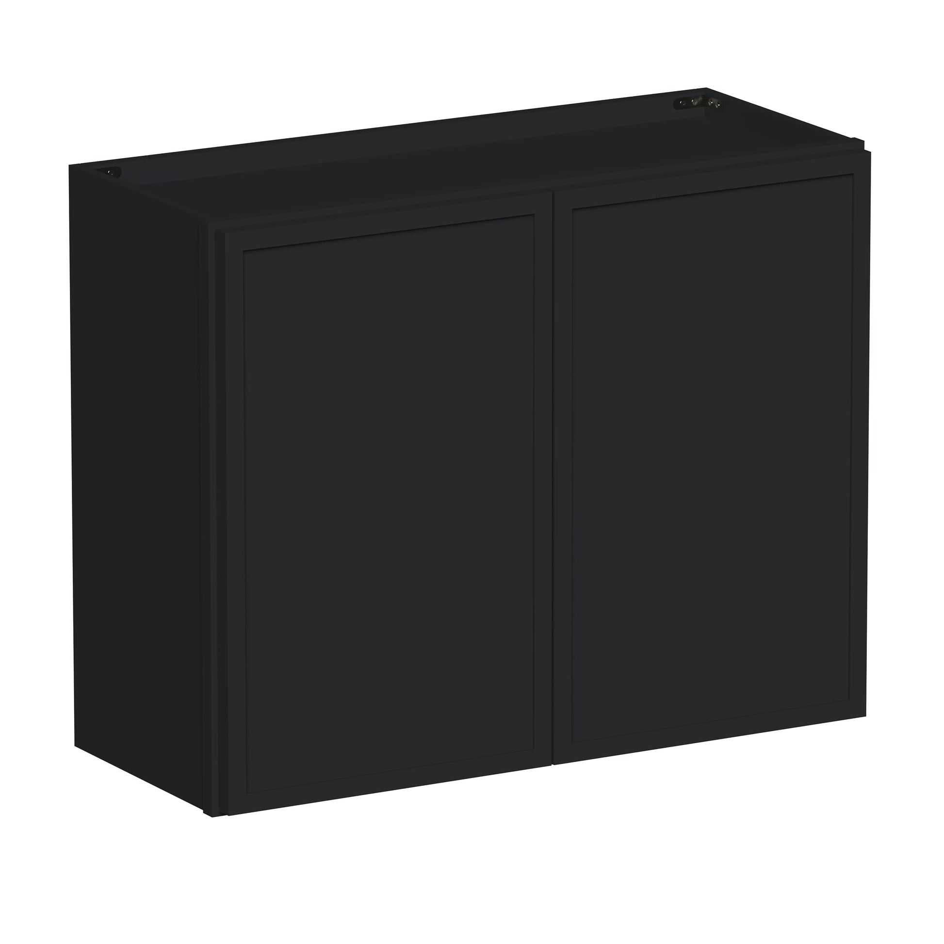 Slim Ebony Black Shaker RTA 24"-36"W x 12"-24"H x 12"D 17-Size Short Wall Cabinet with 2 Doors