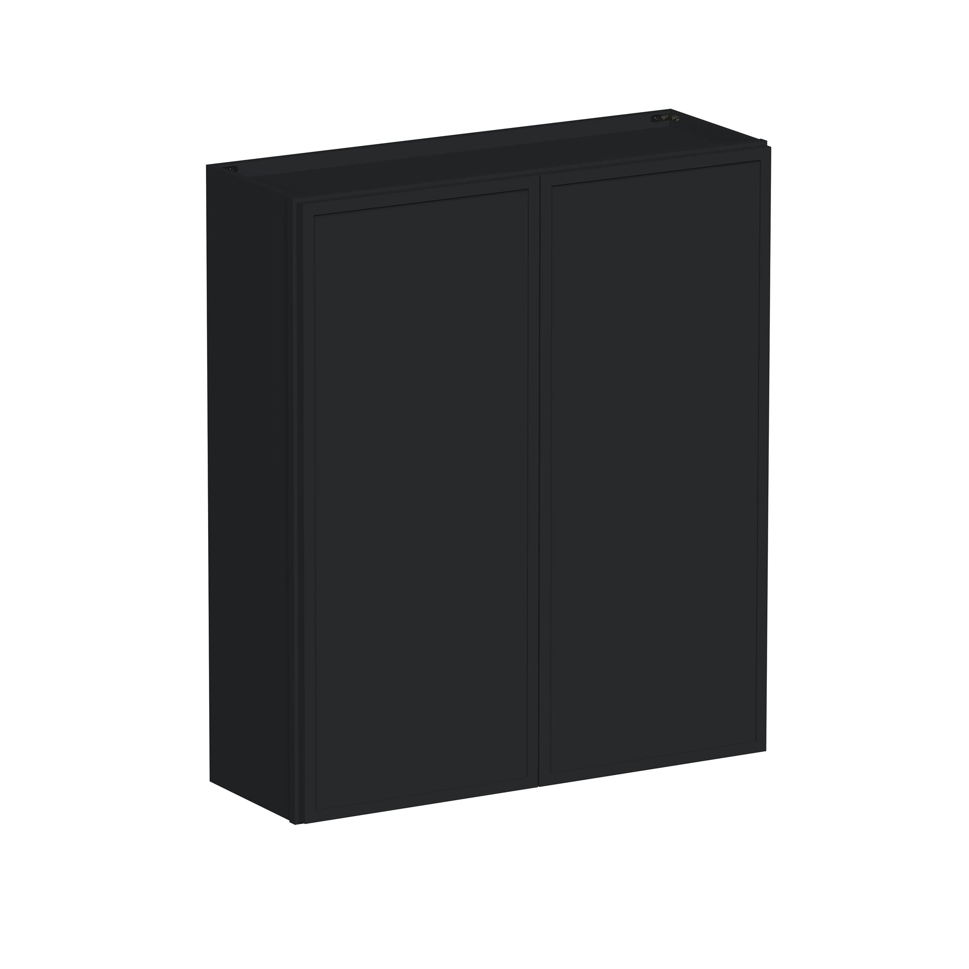 Slim Ebony Black Shaker RTA 24"-36"W x 30"/36"/42"H x 12"D 15-Size Standard Wall Cabinet with 2 Doors