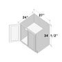 Dove Grey RTA 27"W x 24"D x 34.5"H Full Height Door Base Cabinet with 2 Doors