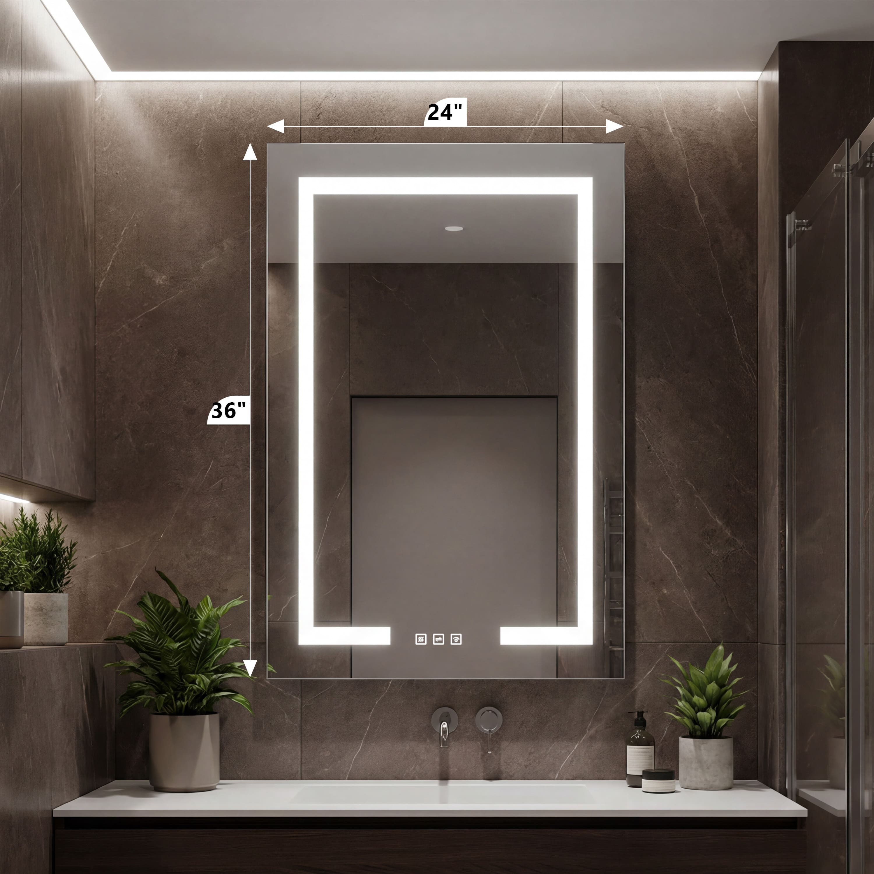 24"x36" Single Door Bathroom Medicine Cabinet with Anti Fog LED Mirror