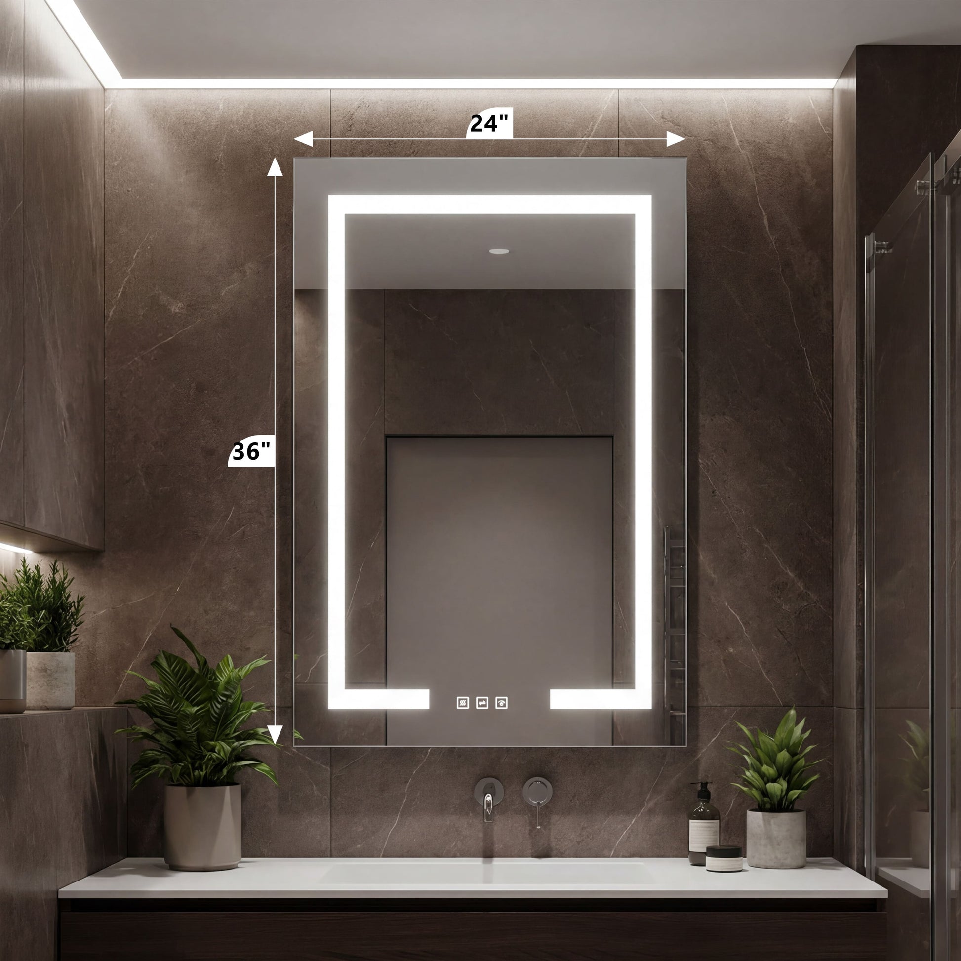 24"x36" Single Door Bathroom Medicine Cabinet with Anti Fog LED Mirror