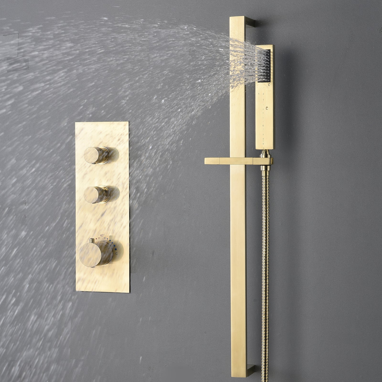 10" Thermostatic Shower System with Hand Shower & Slide Bar