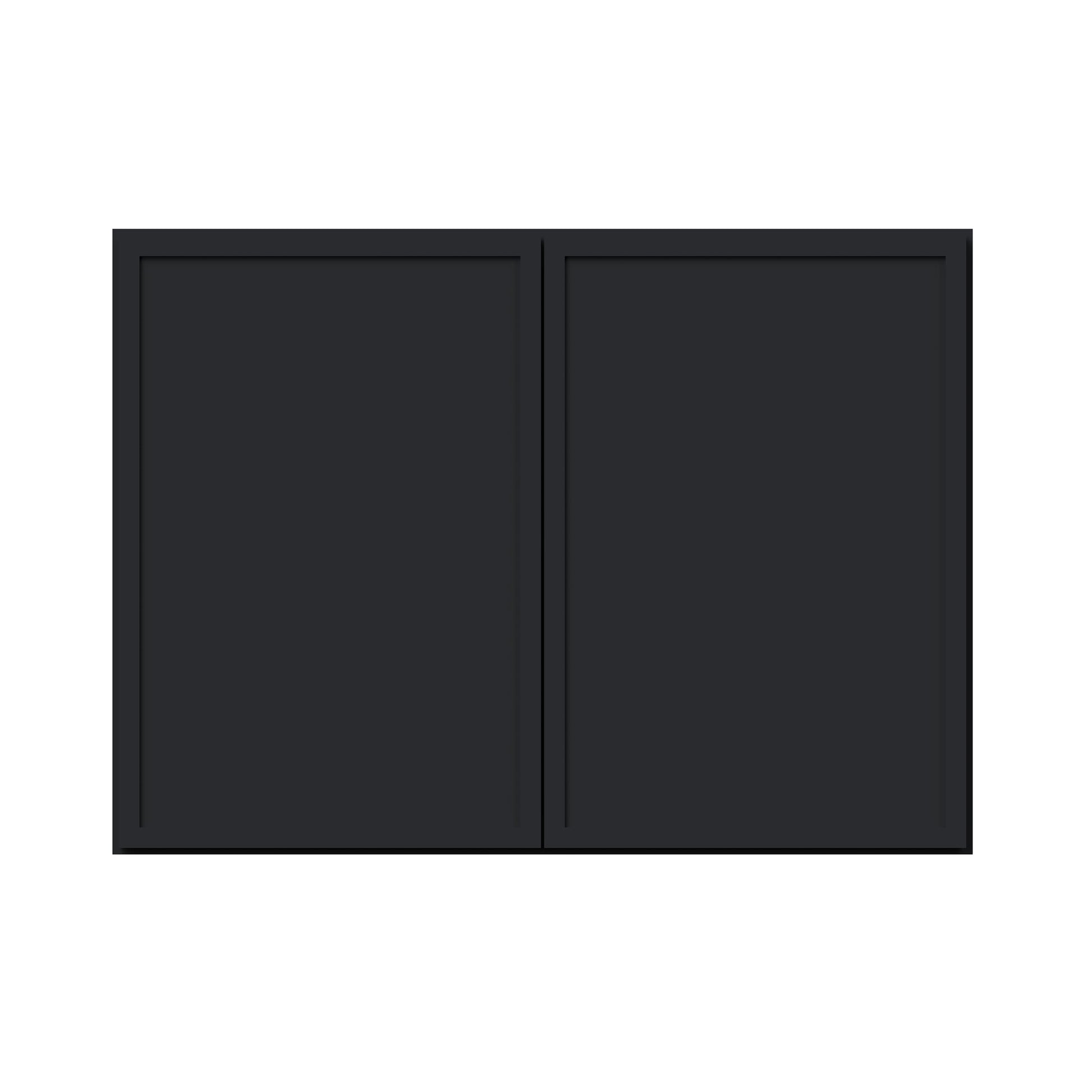 Slim Ebony Black Shaker RTA 24"-36"W x 12"-24"H x 12"D 17-Size Short Wall Cabinet with 2 Doors
