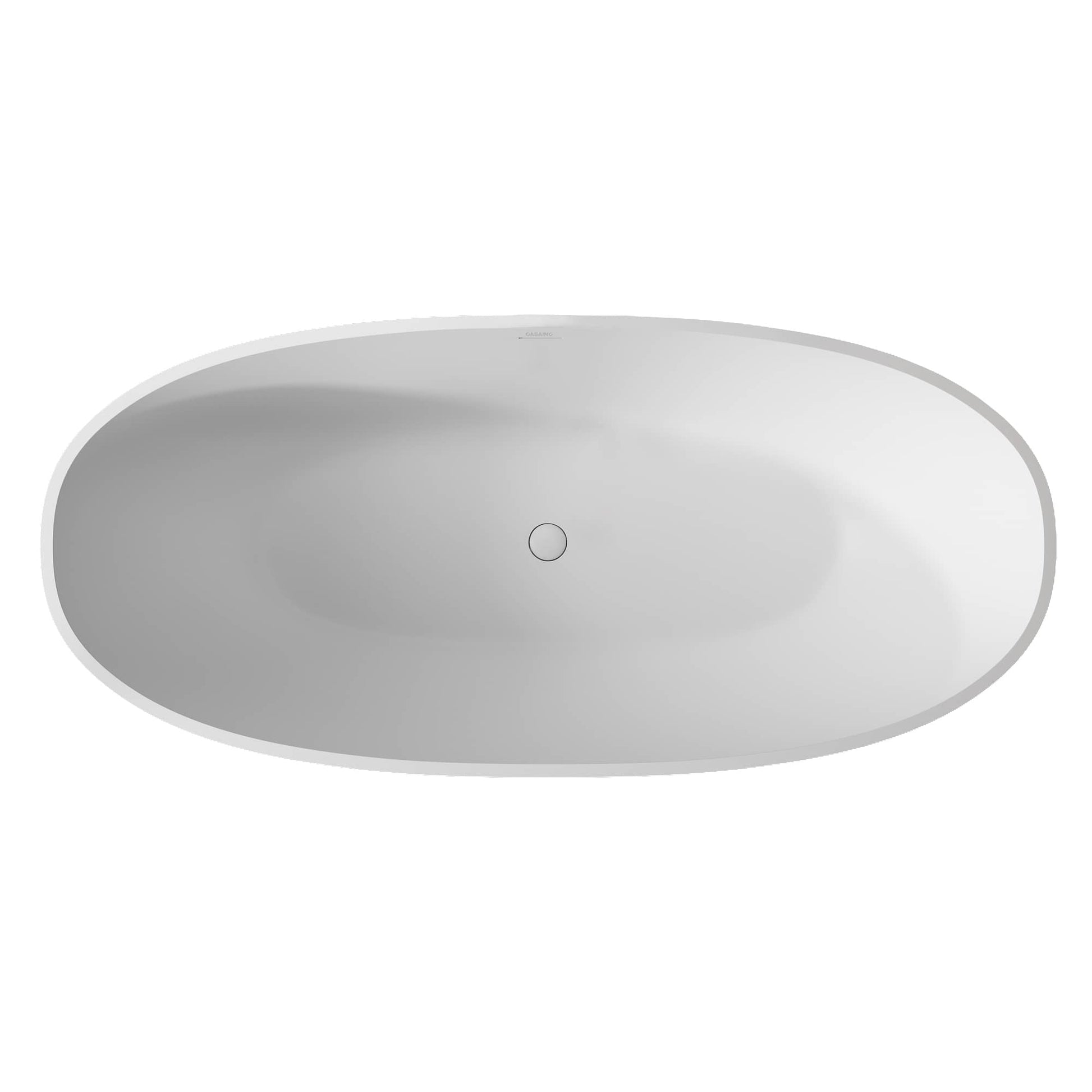 CASAINC 61 in. Solid Surface Free-Standing Bathtub with Centre Drain in Matte White