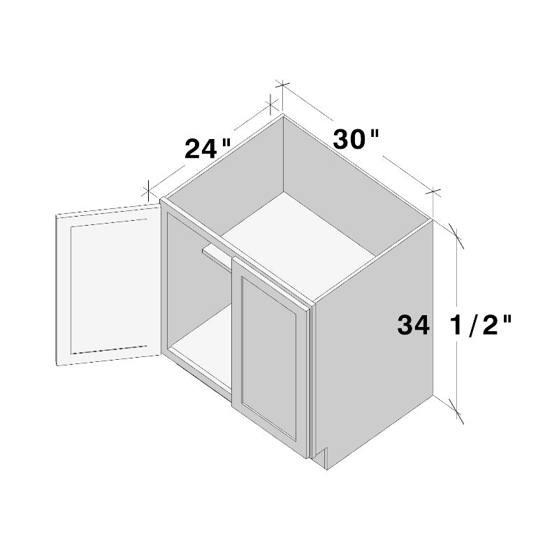 Dove Grey RTA 30"W x 24"D x 34.5"H Full Height Door Base Cabinet with 2 Doors