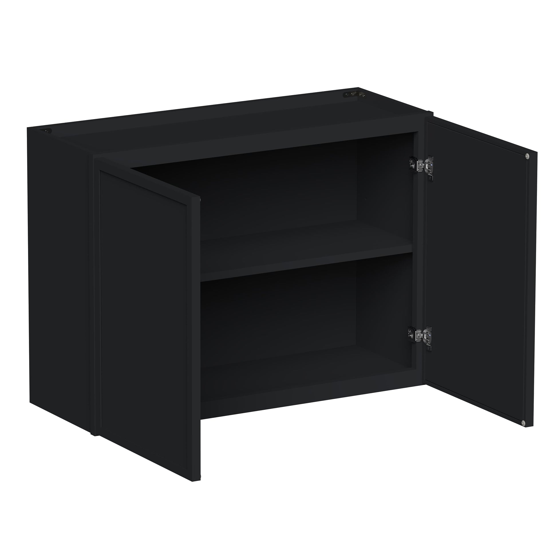 Slim Ebony Black Shaker RTA 24"-36"W x 12"-24"H x 12"D 17-Size Short Wall Cabinet with 2 Doors