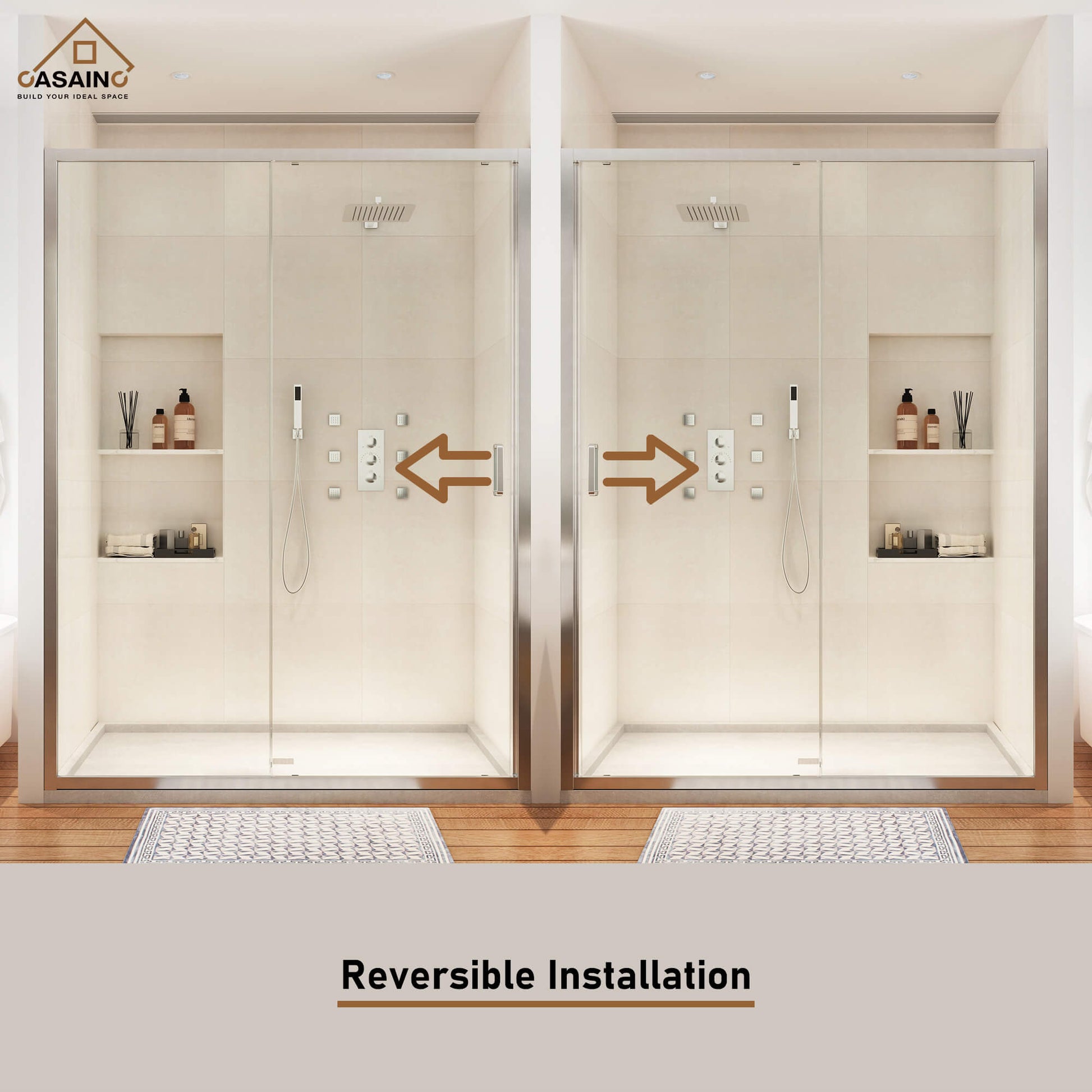 48" x 72" Framed Single Sliding Shower Door in Chrome/Brushed Nickel/M