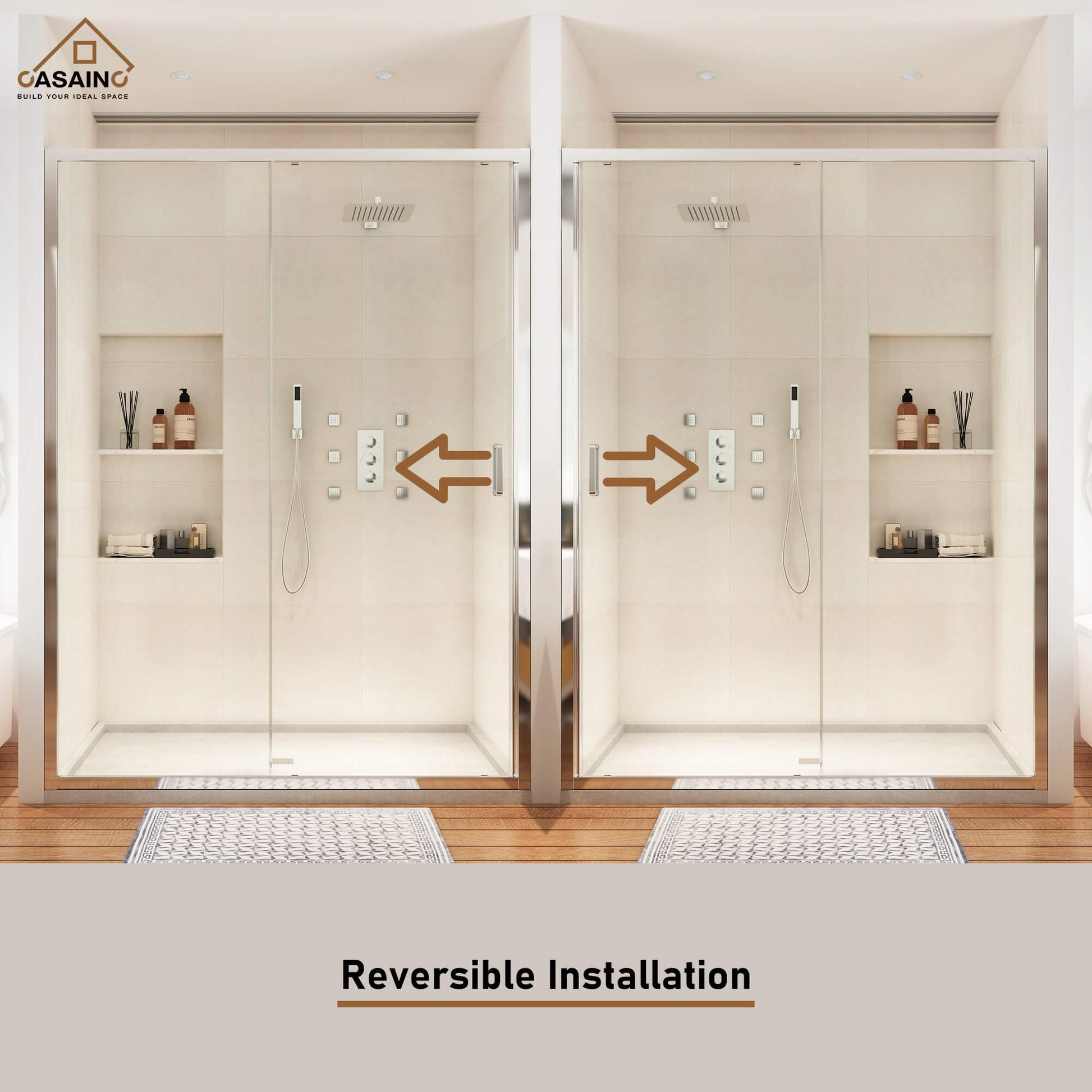 48" x 72" Framed Single Sliding Shower Door in Chrome/Brushed Nickel/M