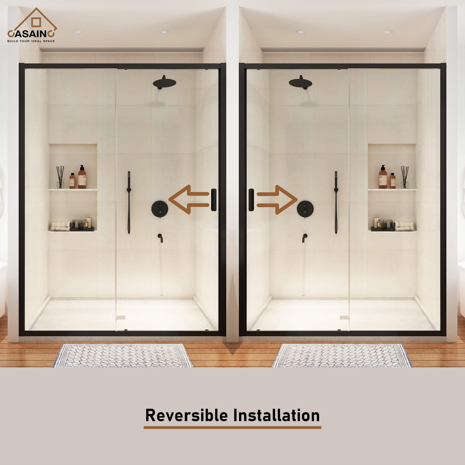 48" x 72" Framed Single Sliding Shower Door in Chrome/Brushed Nickel/M