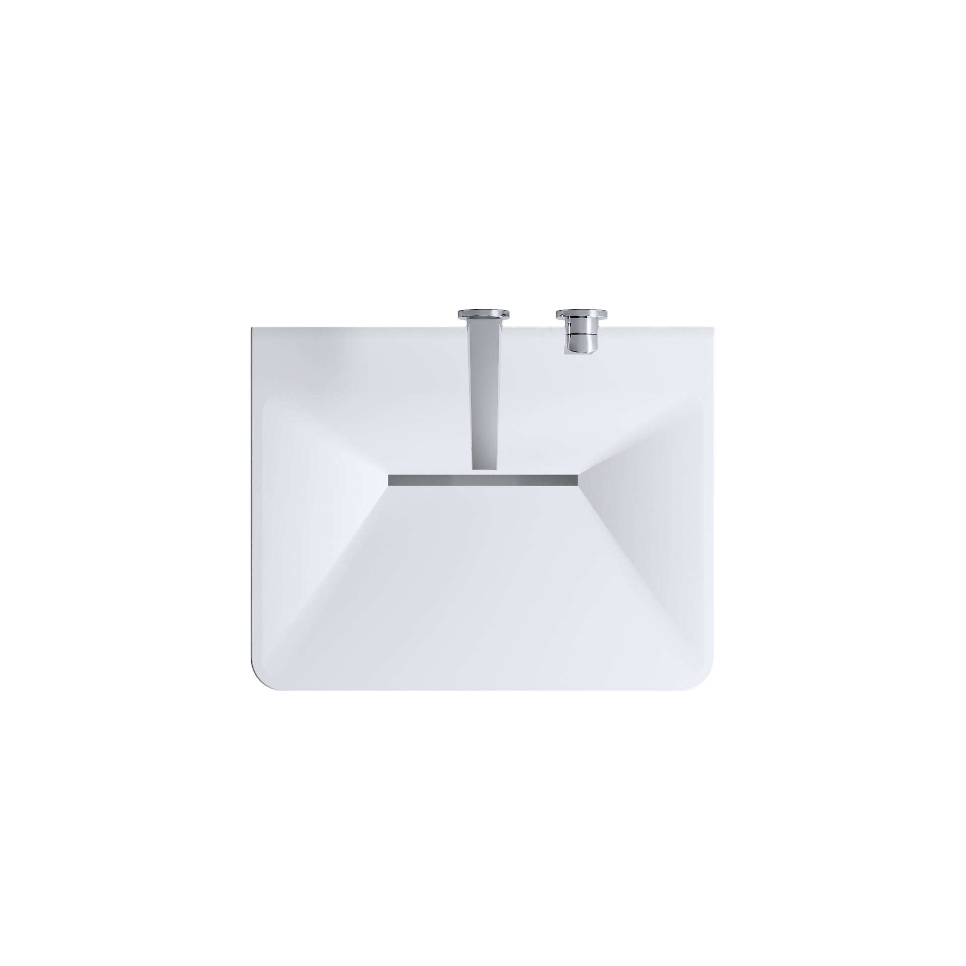 Architectural Matte White Solid Surface Wall-Mounted Pedestal Sink