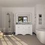 CASAINC 60 x 22 x 35.4 in. Solid Wood Bath Vanity with Marble Top and Backsplash in Gray/White (No/With Mirror)