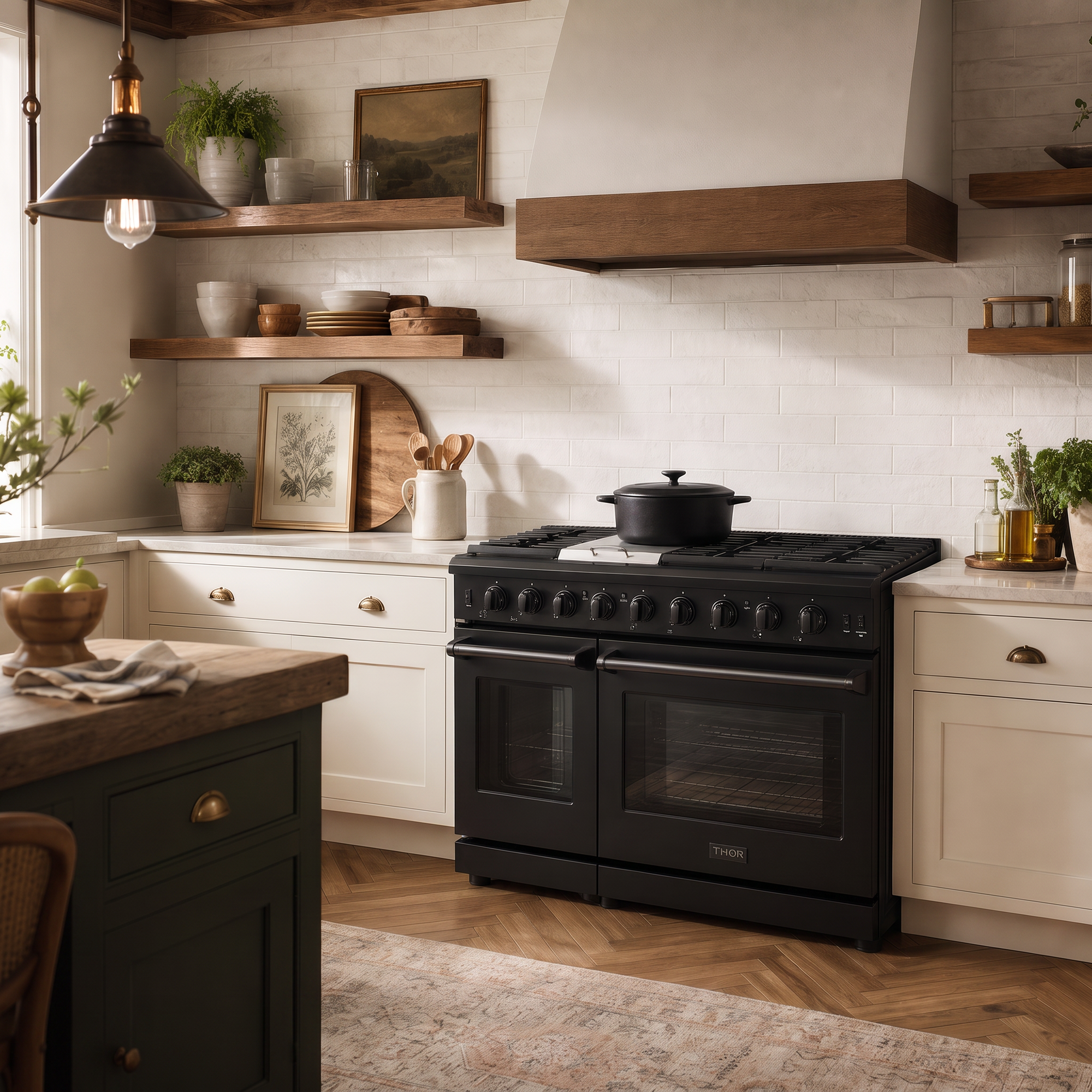 48 Inch Professional Gas Range in Black/White