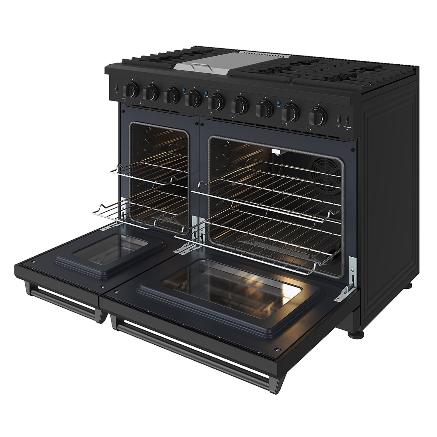 48 Inch Professional Gas Range in Black/White