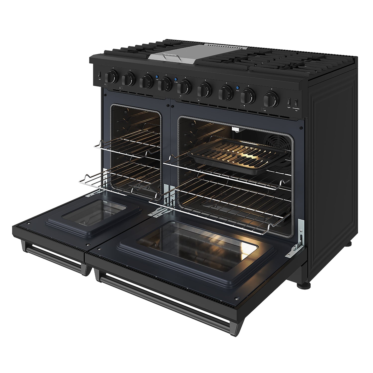 48 Inch Professional Gas Range in Black/White
