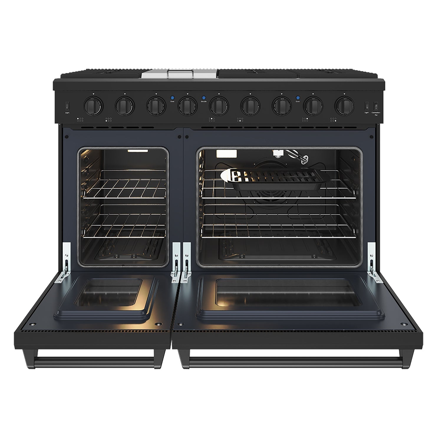 48 Inch Professional Gas Range in Black/White