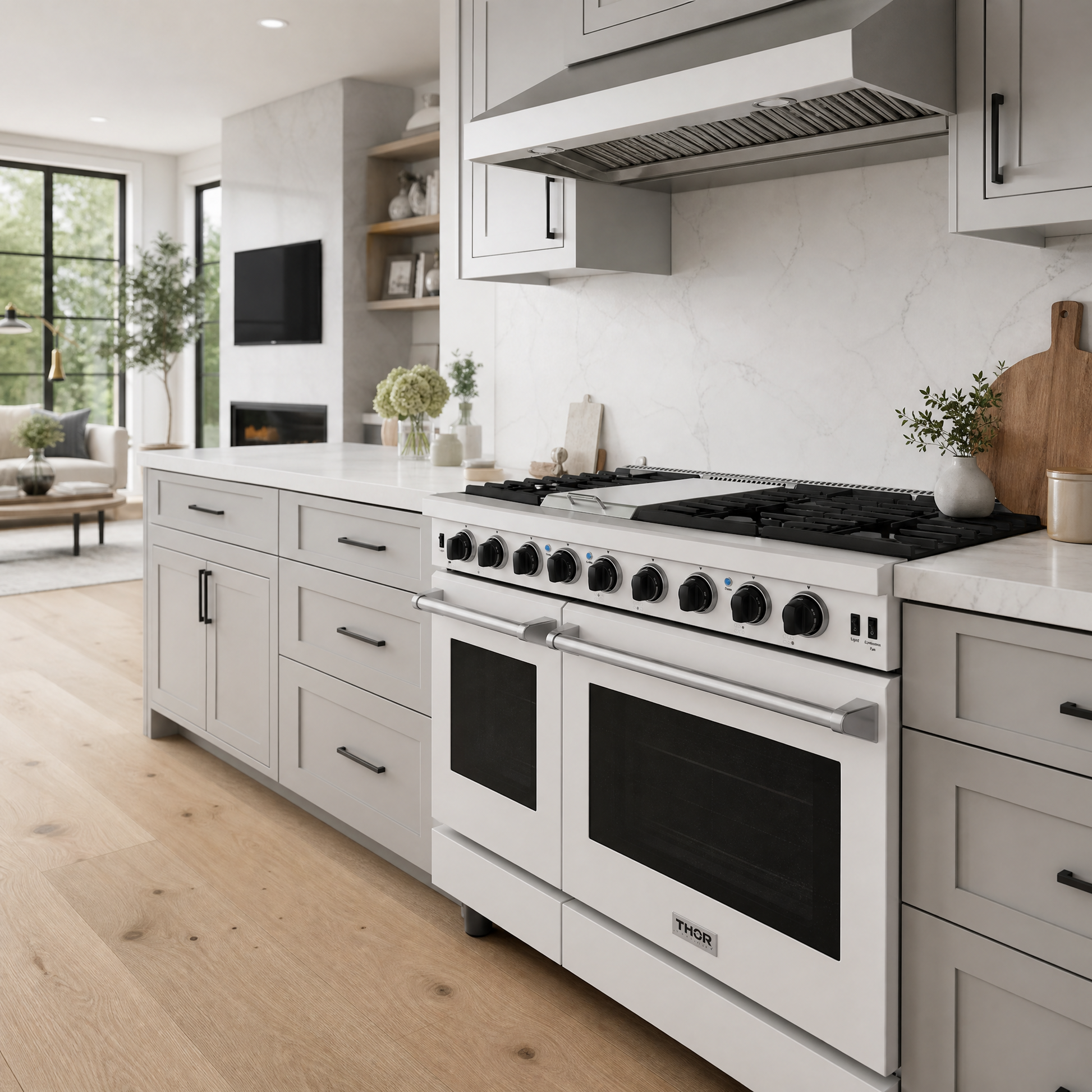 48 Inch Professional Gas Range in Black/White