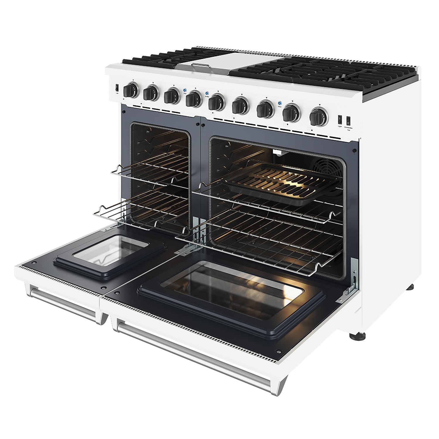 48 Inch Professional Gas Range in Black/White