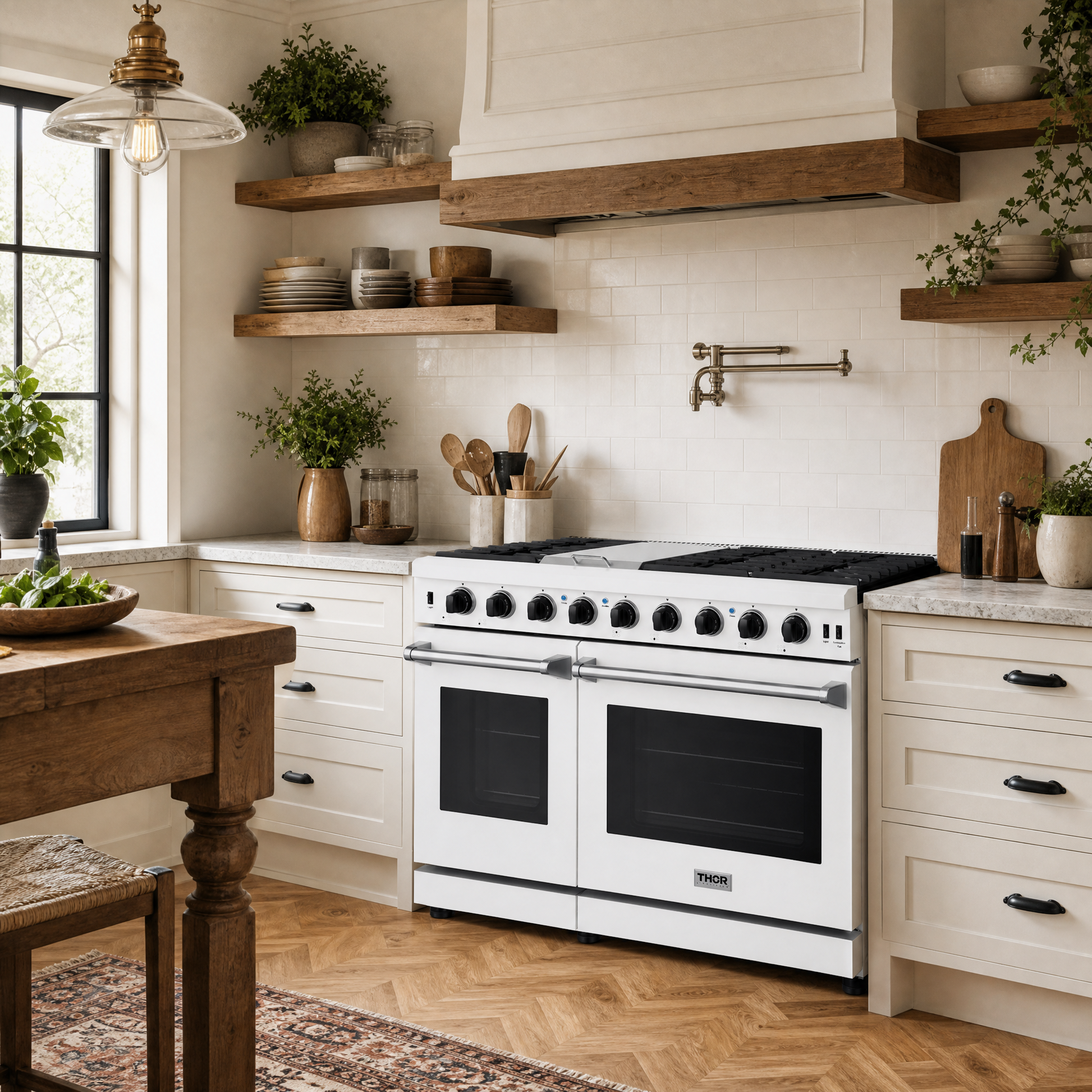 48 Inch Professional Gas Range in Black/White