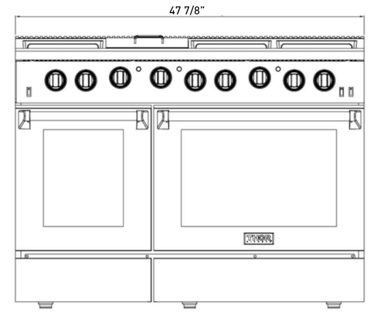 48 Inch Professional Gas Range in Black/White