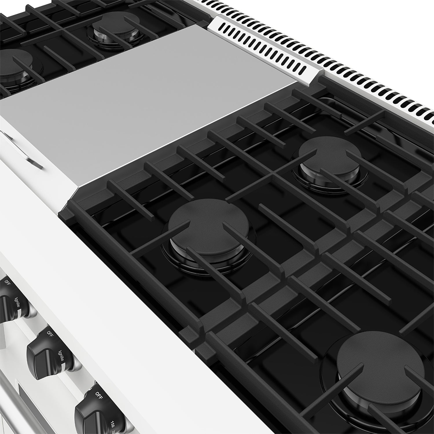 48 Inch Professional Gas Range in Black/White