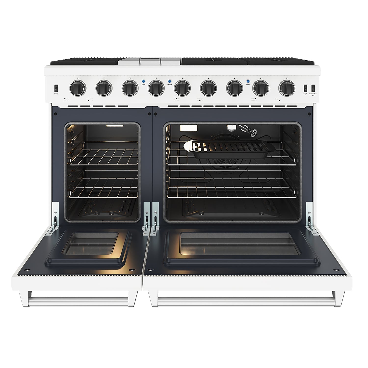 48 Inch Professional Gas Range in Black/White