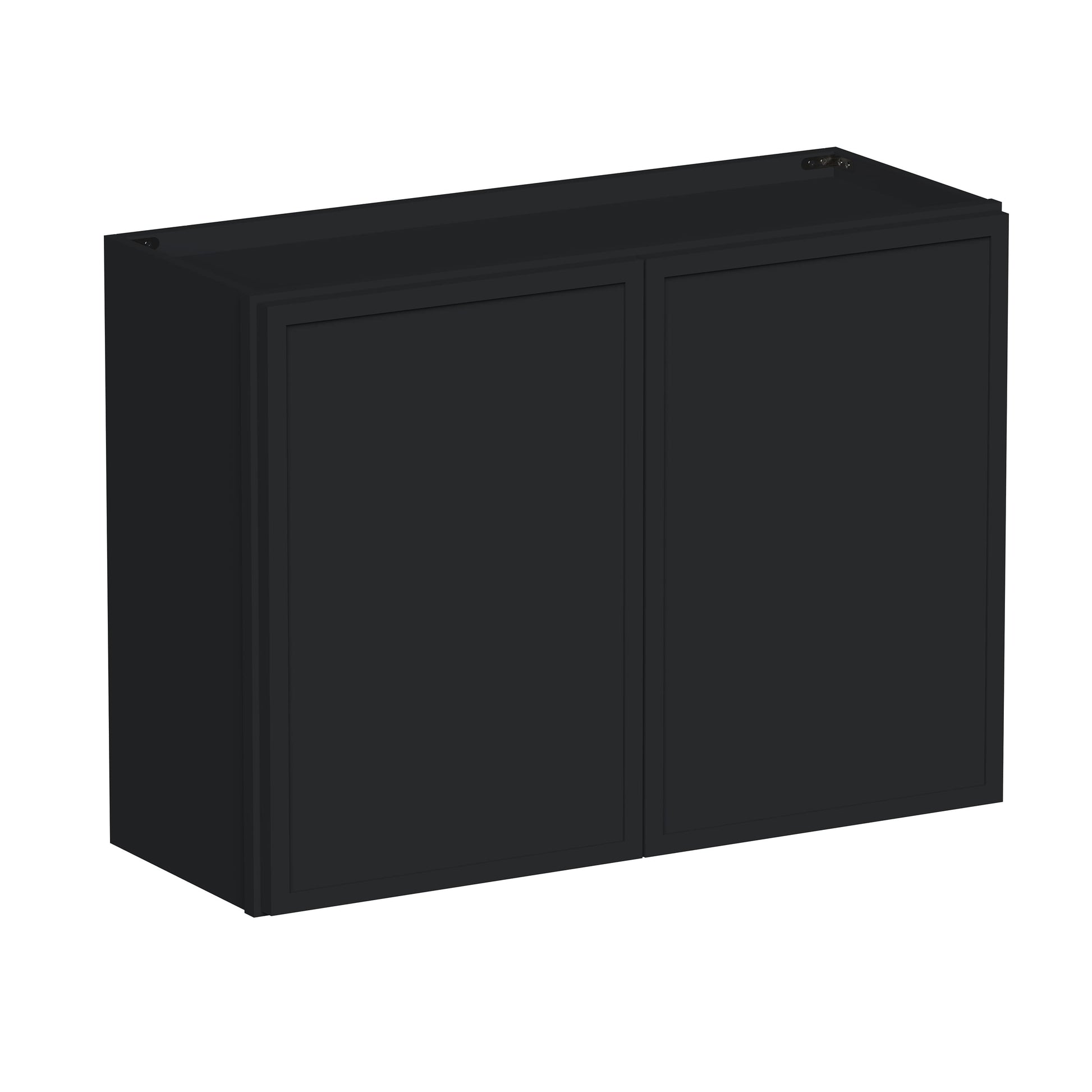 Slim Ebony Black Shaker RTA 24"-36"W x 12"-24"H x 12"D 17-Size Short Wall Cabinet with 2 Doors
