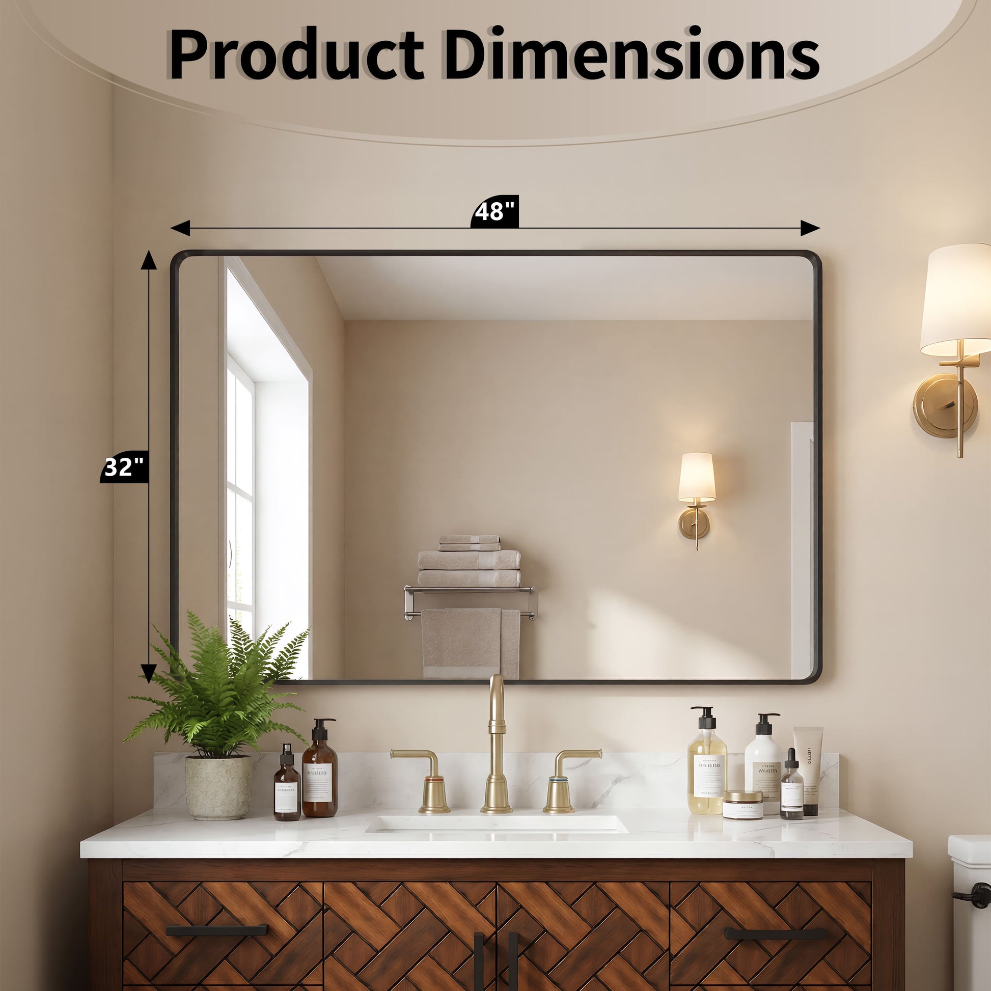 22"-72" W x 28"-40" H 14-Size Modern Aluminum Framed Beveled Bathroom Vanity Mirror with HD Reflection