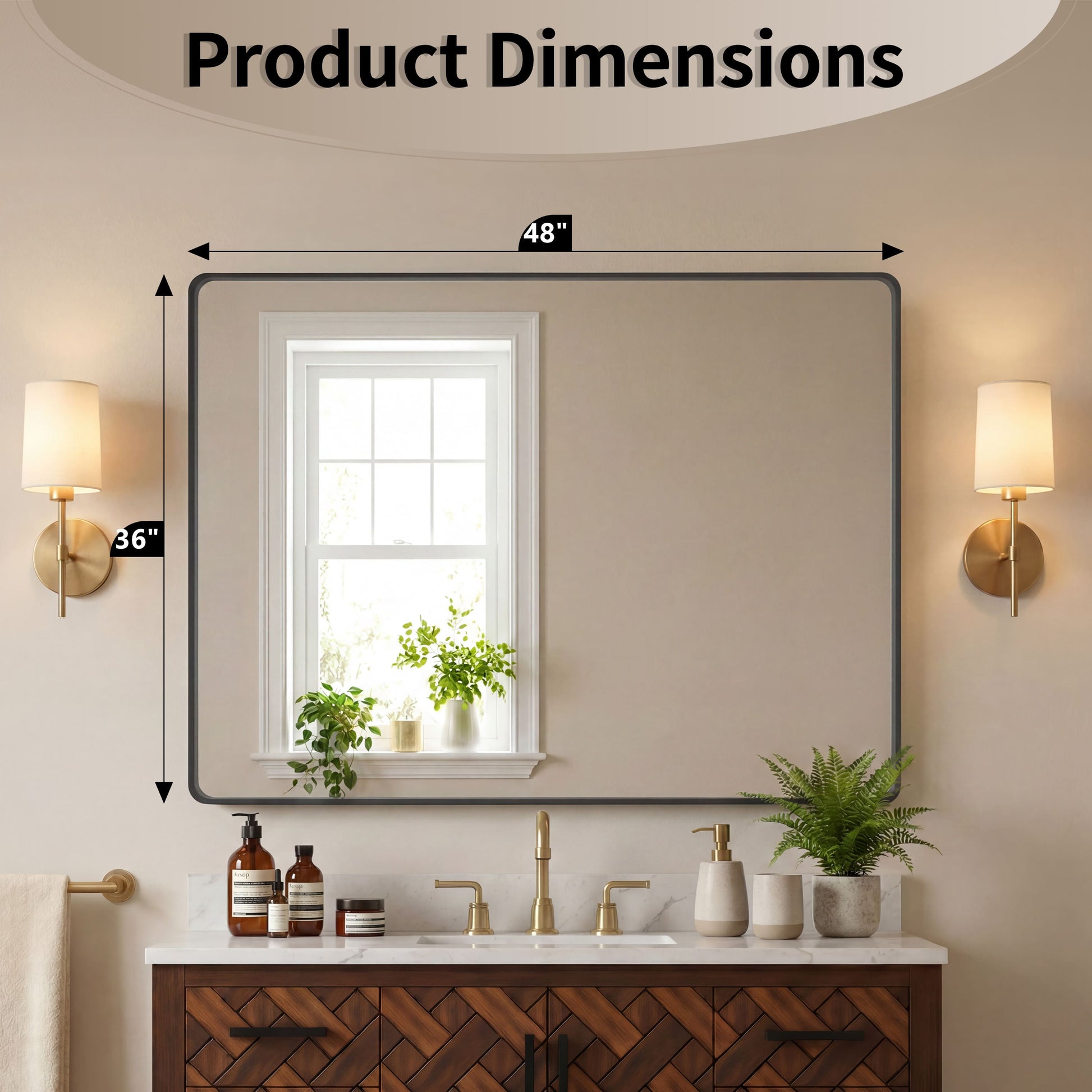22"-72" W x 28"-40" H 14-Size Modern Aluminum Framed Beveled Bathroom Vanity Mirror with HD Reflection