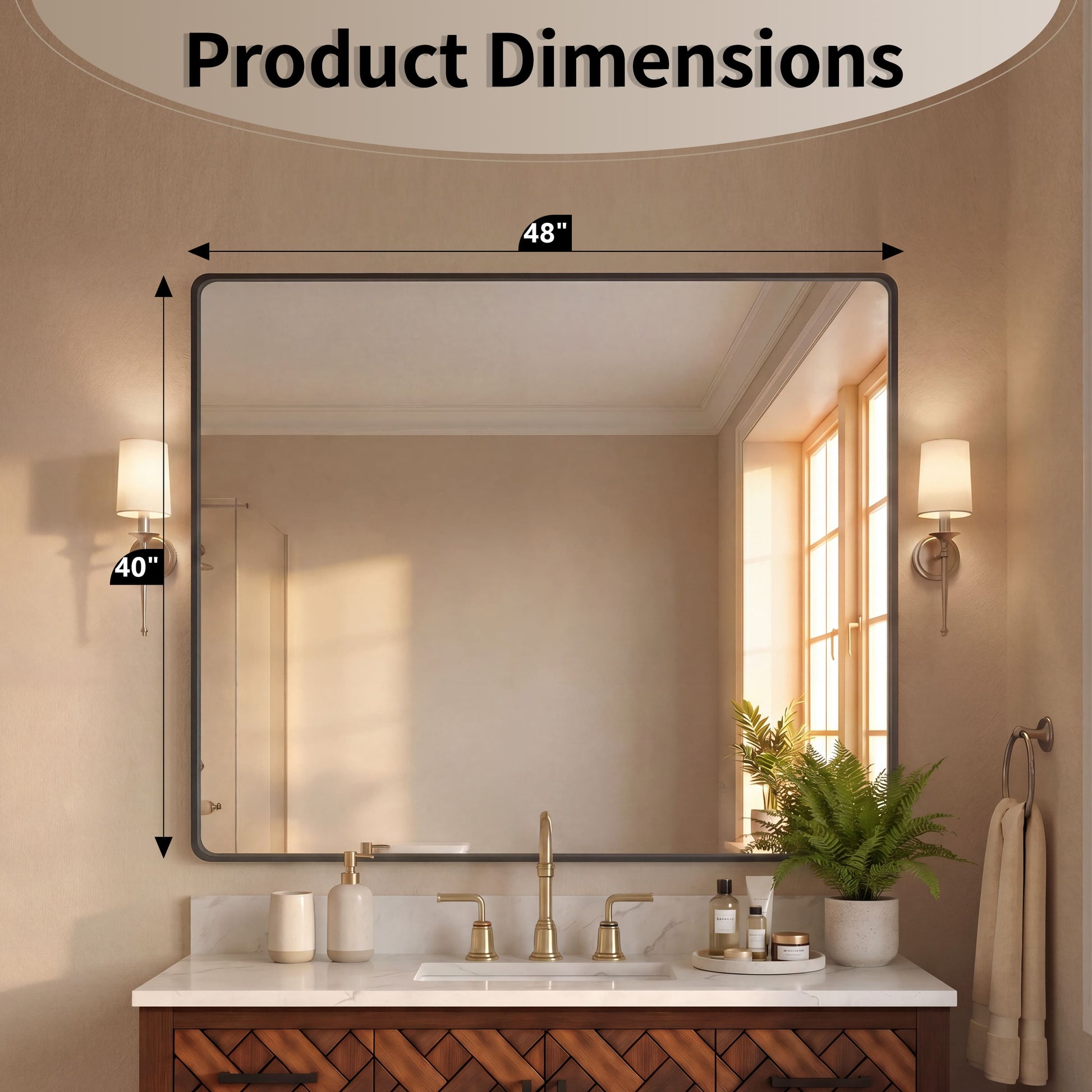 22"-72" W x 28"-40" H 14-Size Modern Aluminum Framed Beveled Bathroom Vanity Mirror with HD Reflection