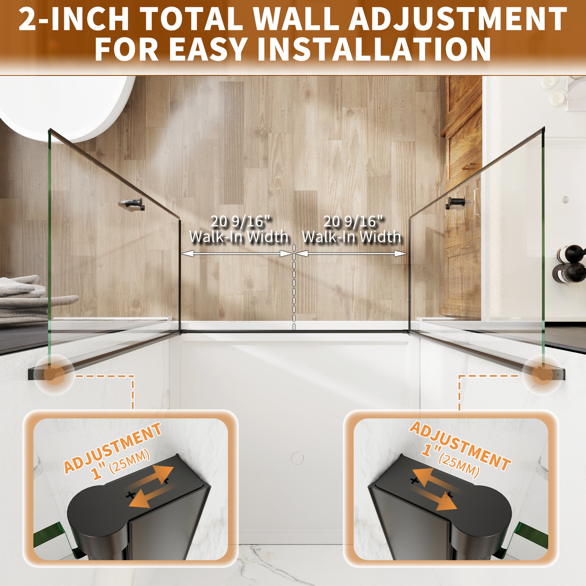 48" x 72" Framed Sliding Shower Door with Soft-Close Mechanism and 6mm Tempered Glass