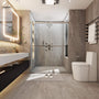 48"x76" Frameless Double Sliding Shower Door in Matte Black/Chrome/Bru