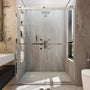 48"x76" Frameless Double Sliding Shower Door in Matte Black/Chrome/Bru