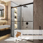 48"x76" Frameless Double Sliding Shower Door in Matte Black/Chrome/Bru