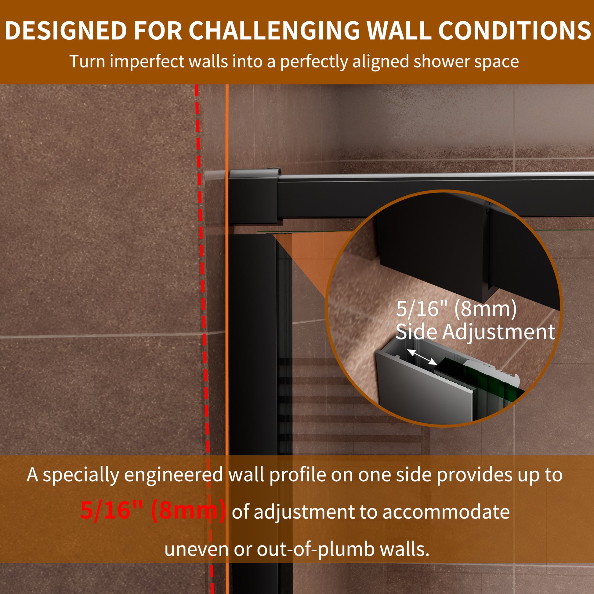 48" x 76" Shower Door and Framed Soft-Close Sliding Shower Door with 6mm Tempered Glass