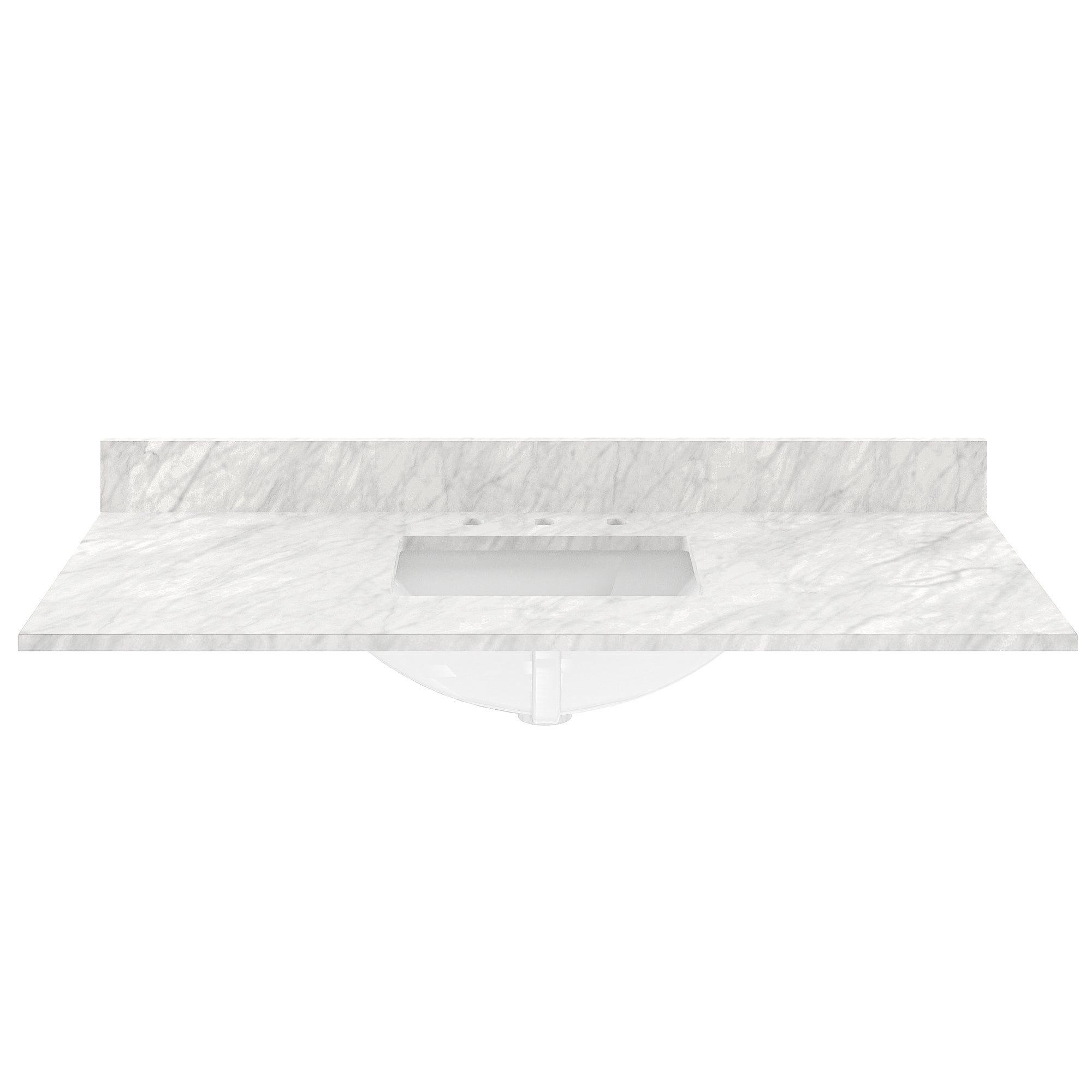 49 in White Italian Carrara Natural Marble Single Sink Bathroom Vanity Top