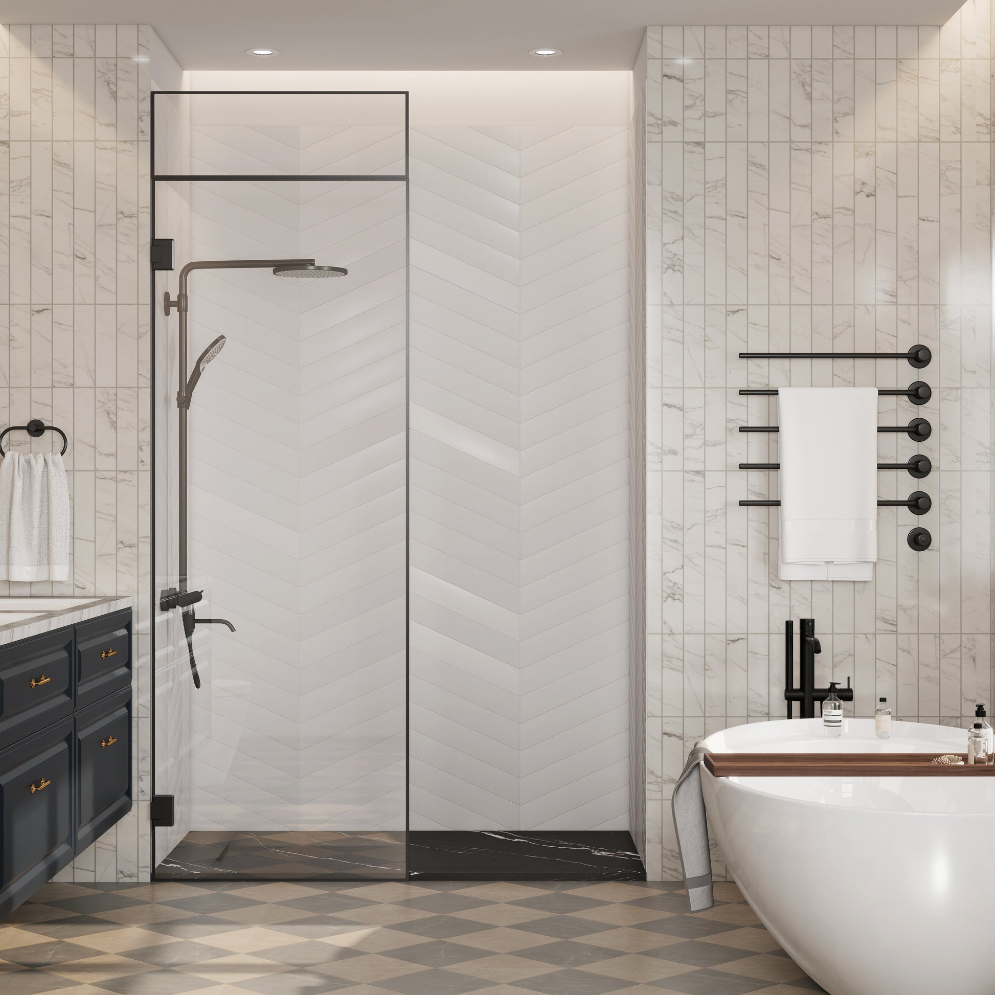 European-Style SMC Shower Base with Low-Entry & Wheelchair Accessible