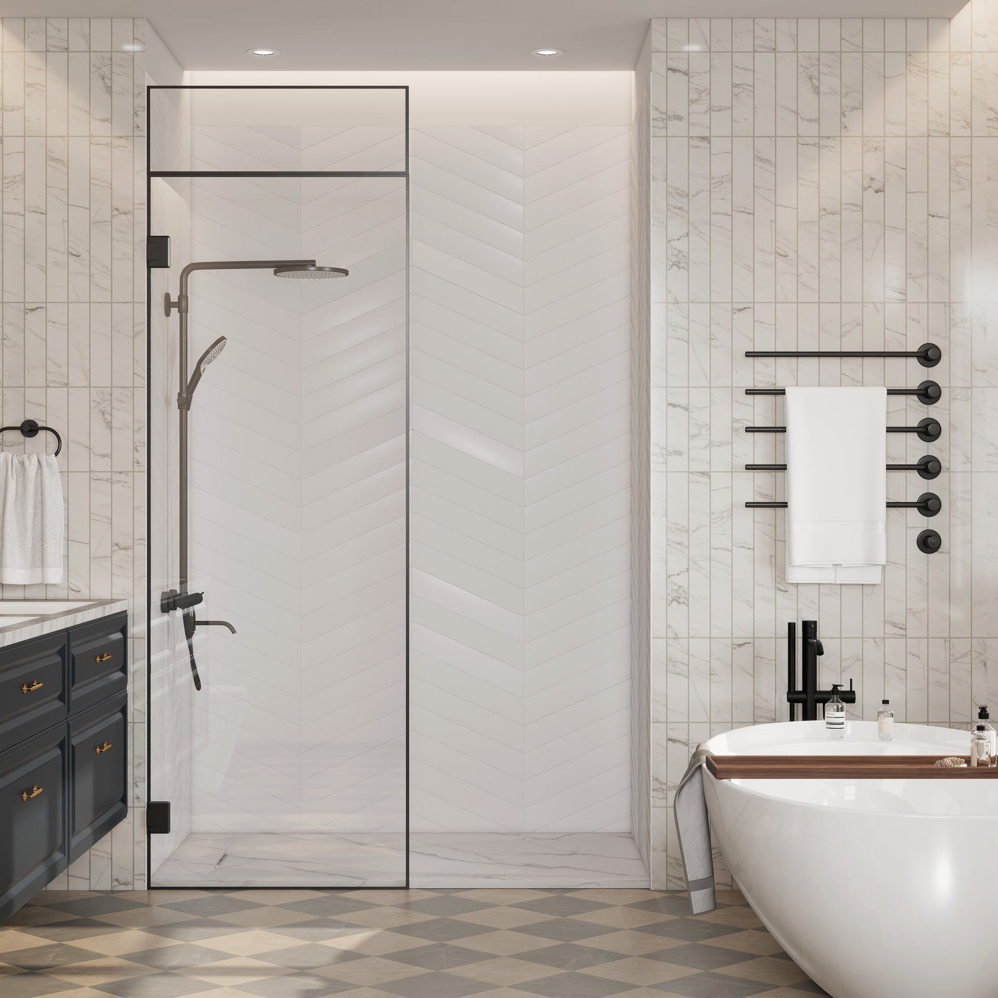 European-Style SMC Shower Base with Low-Entry & Wheelchair Accessible