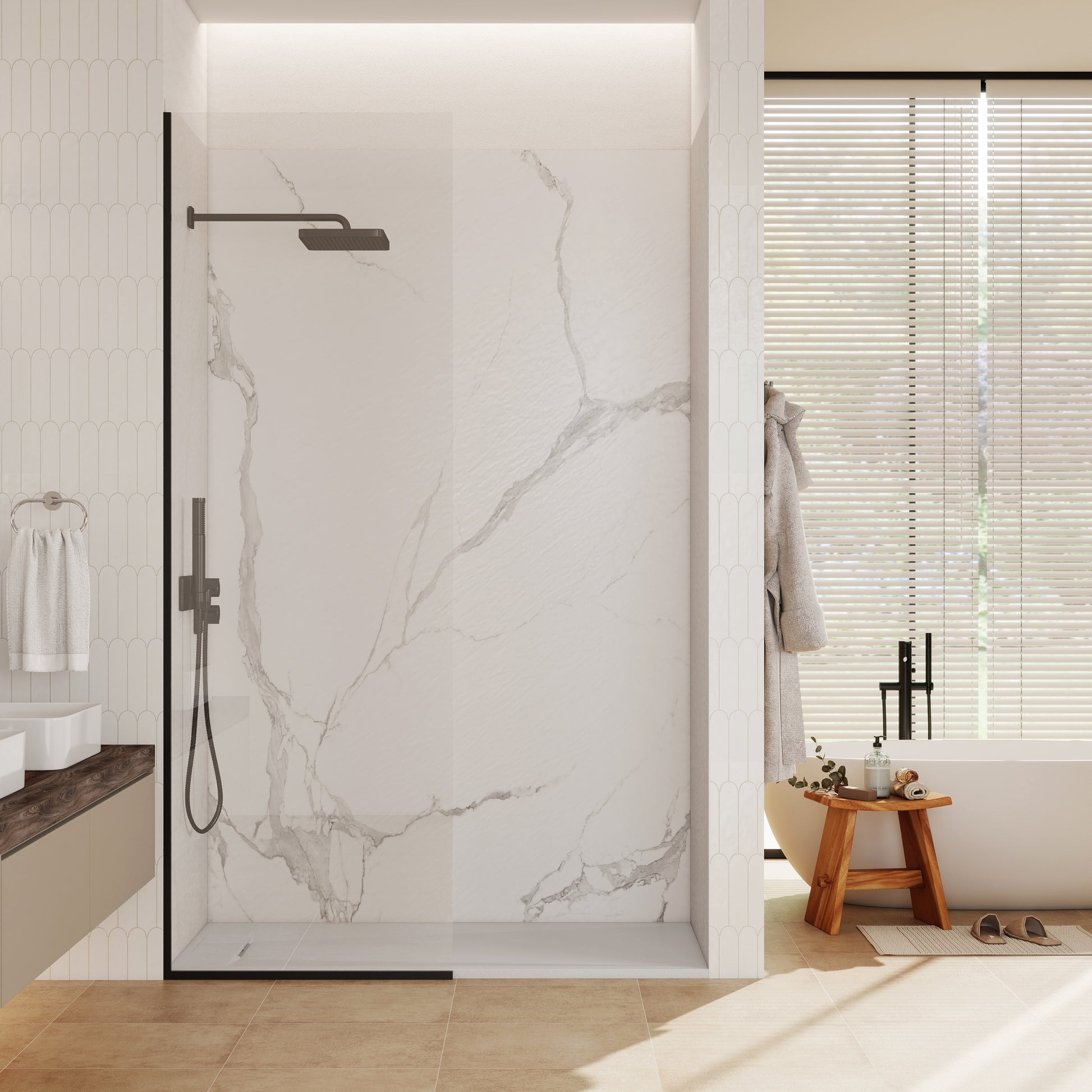 European-Style SMC Shower Base with Anti-Slip Design in Black or White