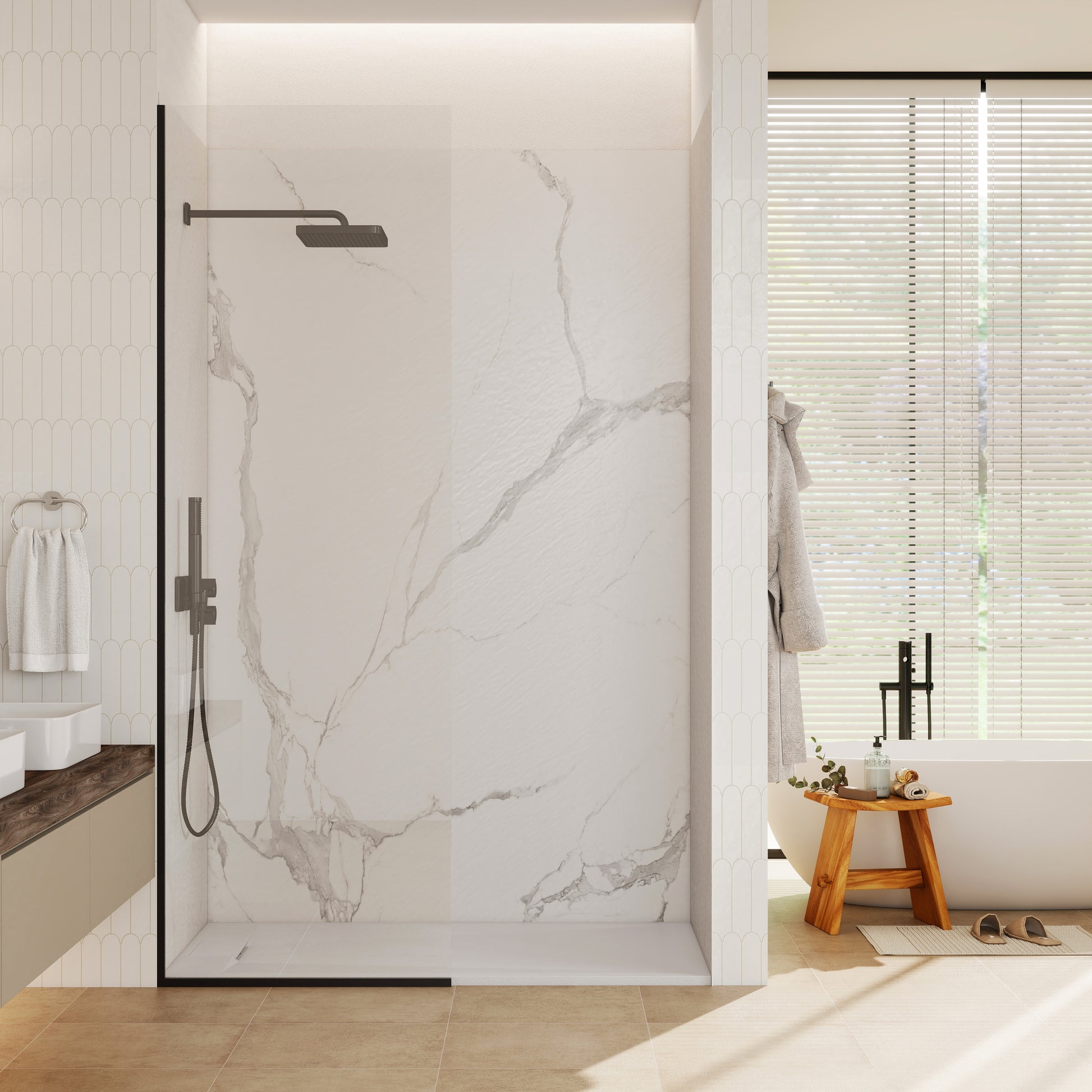 European-Style SMC Shower Base with Anti-Slip Design in Black or White