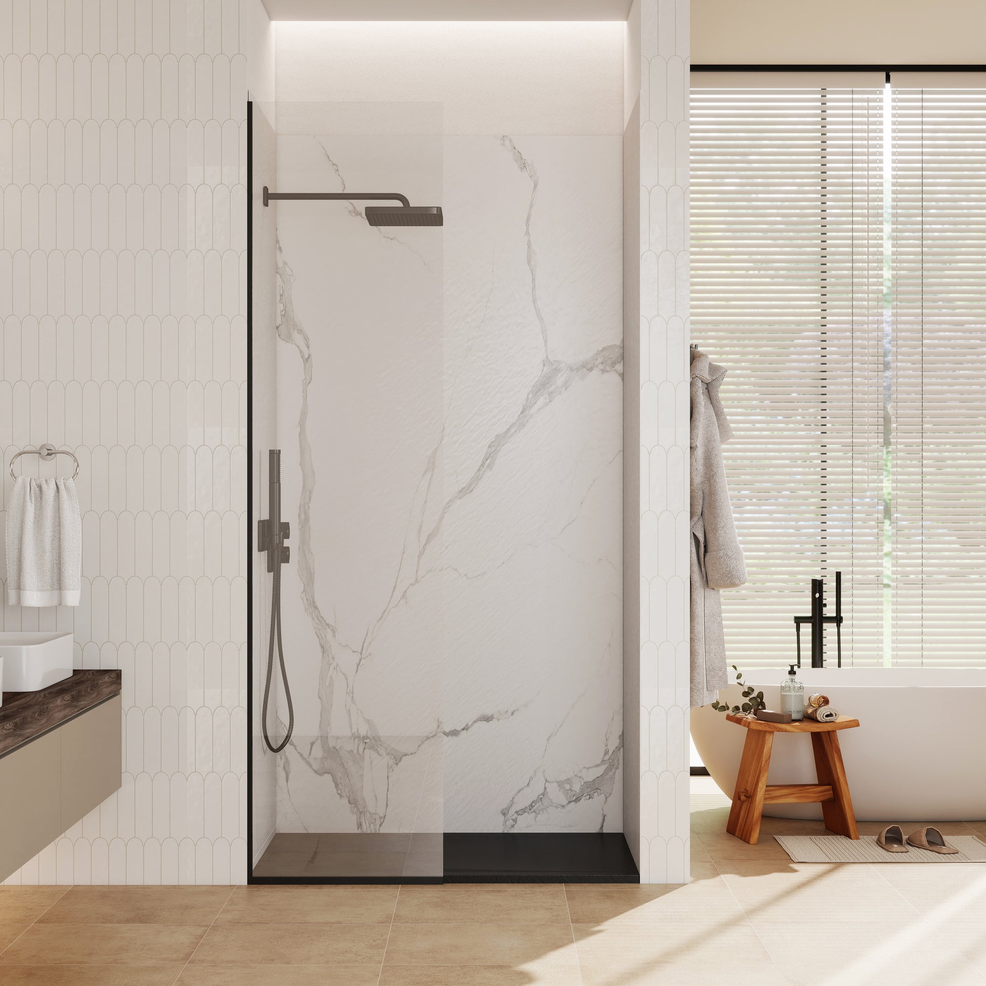 European-Style SMC Shower Base with Anti-Slip Design in Black or White