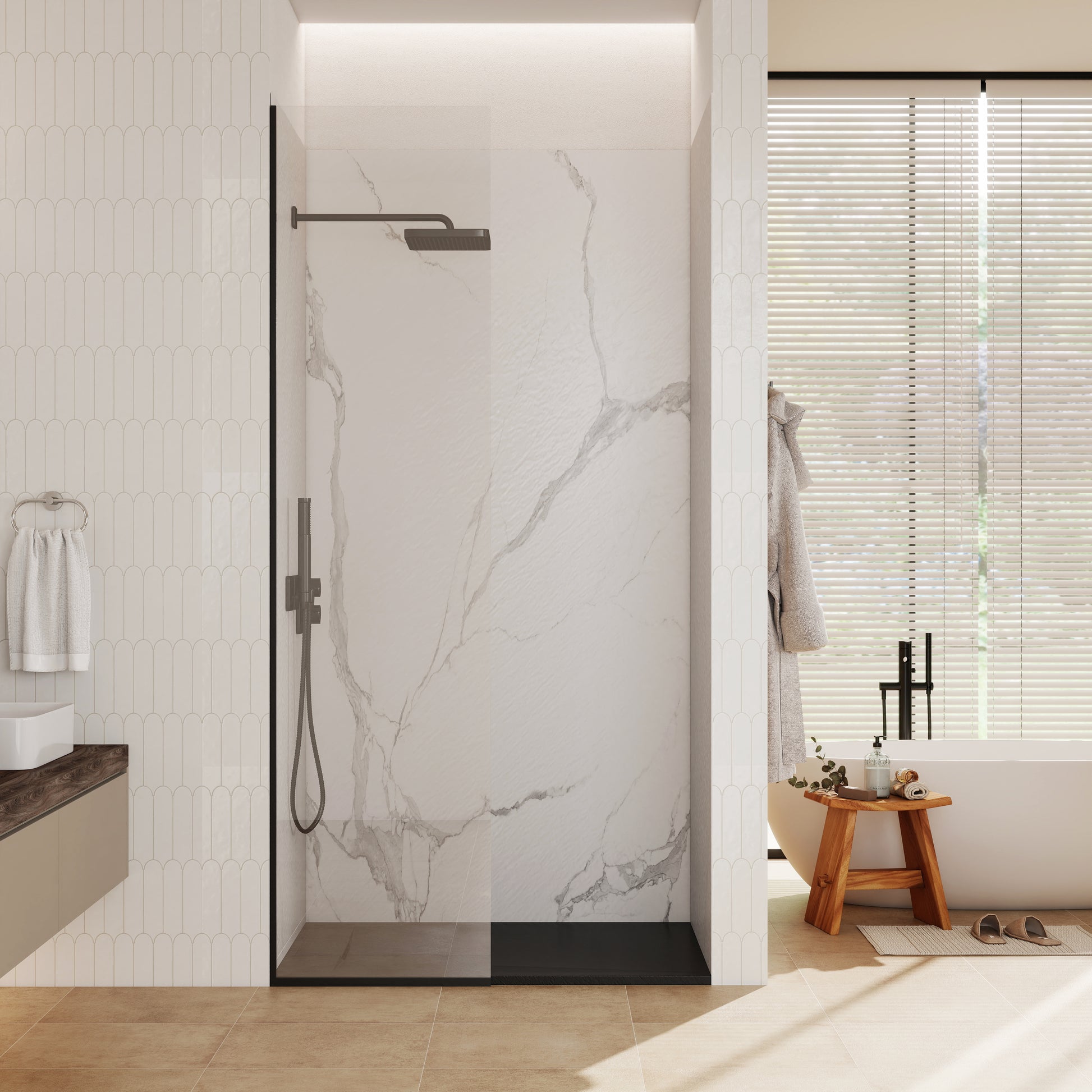 European-Style SMC Shower Base with Anti-Slip Design in Black or White